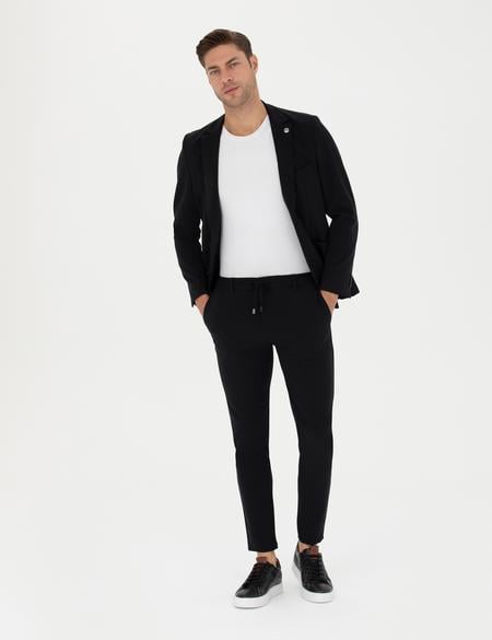 Siyah Esnek Kumaş Pantolon - 50287494006