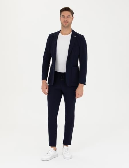 Lacivert Esnek Kumaş Pantolon - 50287494051