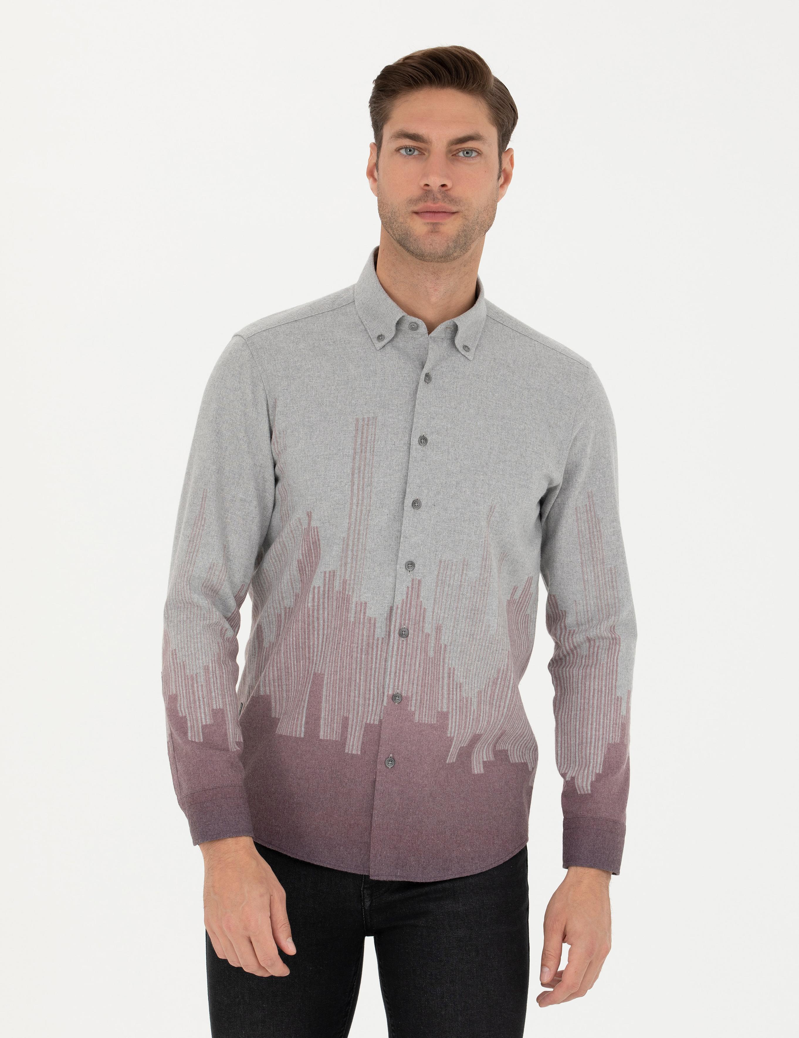 Bordo Slim Fit Uzun Kollu Gömlek