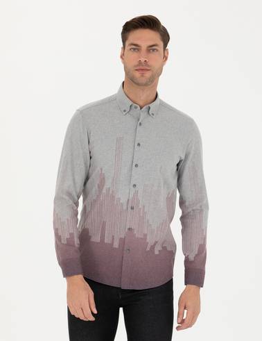 Bordo Slim Fit Uzun Kollu Gömlek
