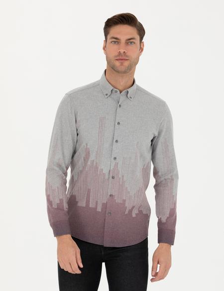 Bordo Slim Fit Uzun Kollu Gömlek - 50276366009