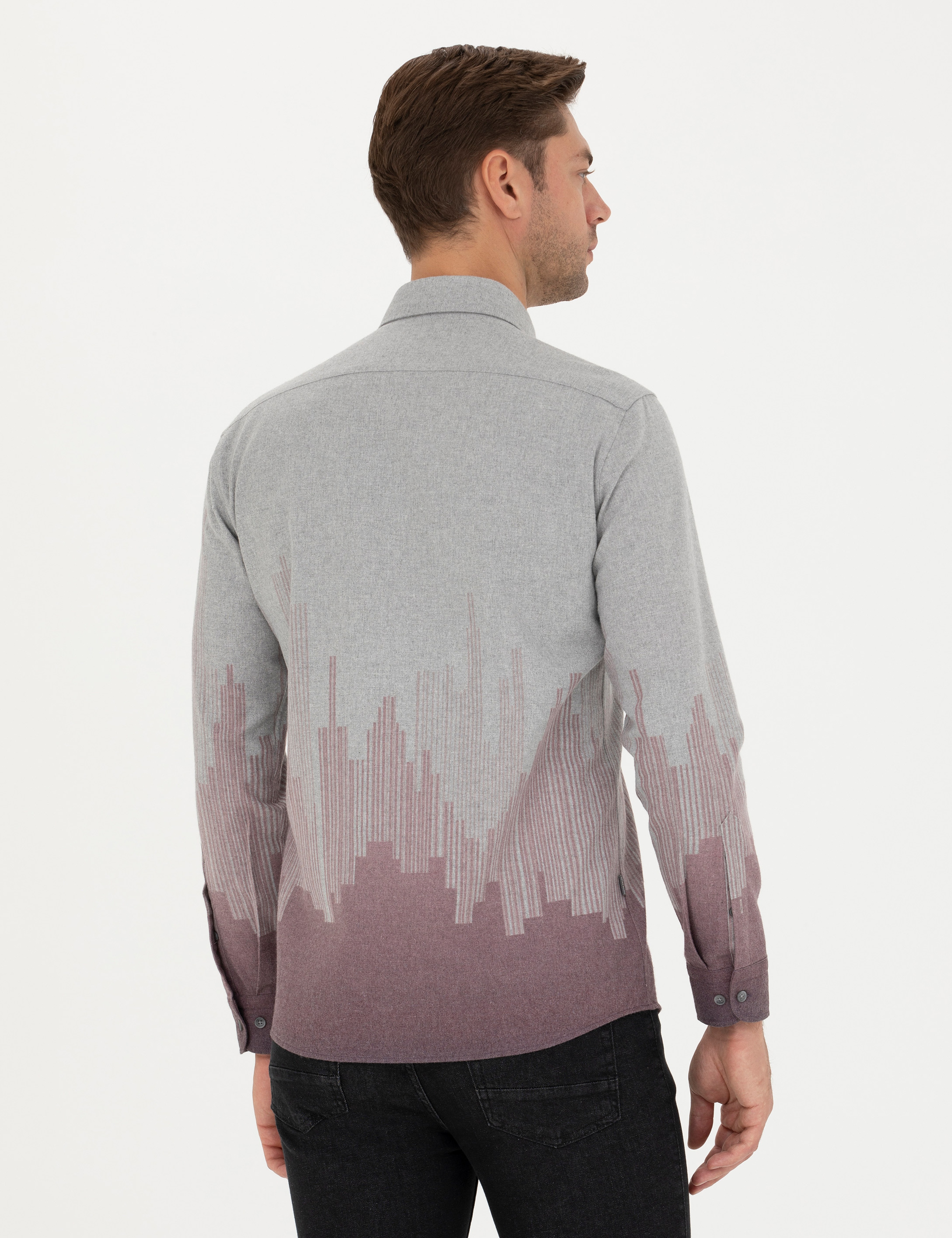 Bordo Slim Fit Uzun Kollu Gömlek