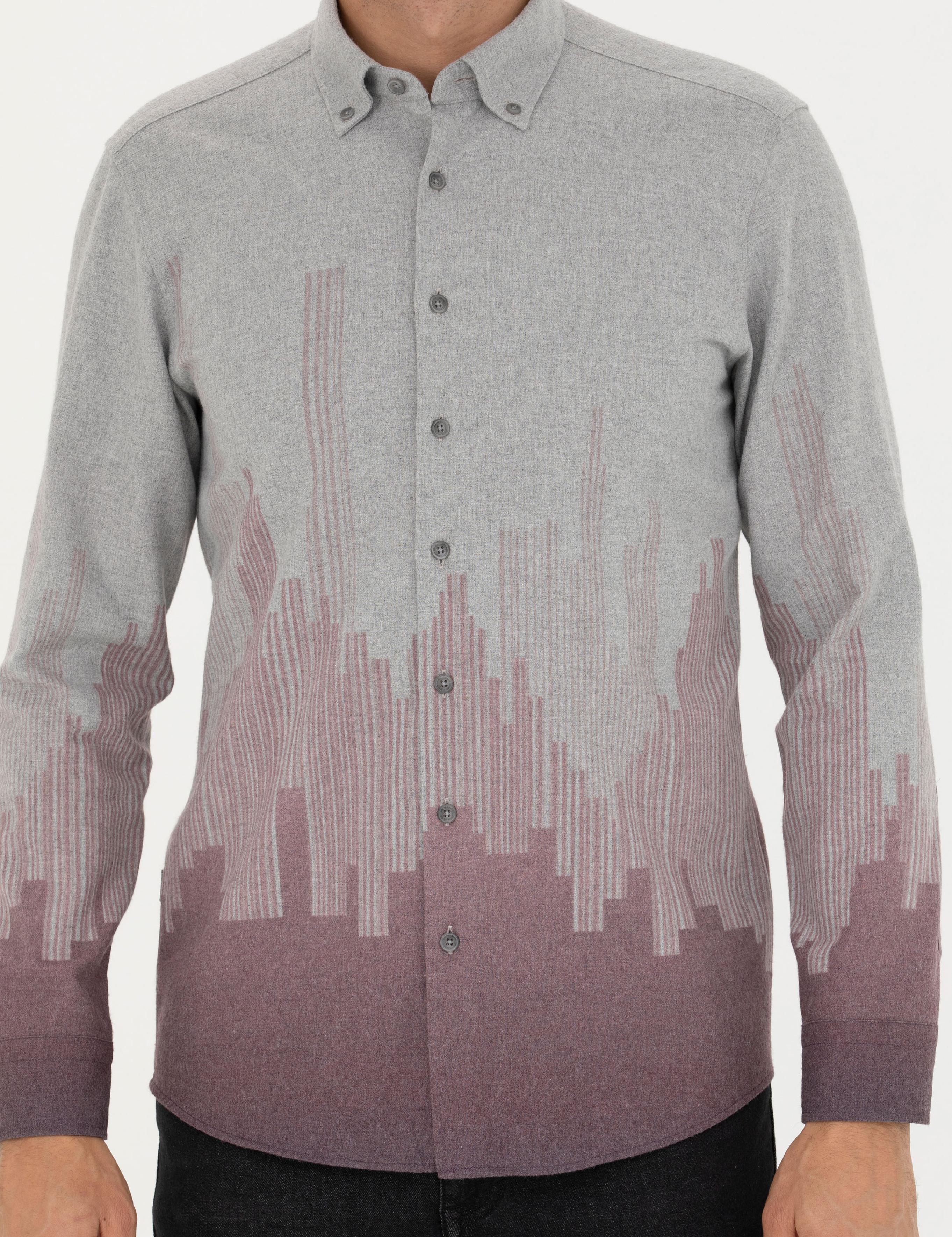 Bordo Slim Fit Uzun Kollu Gömlek