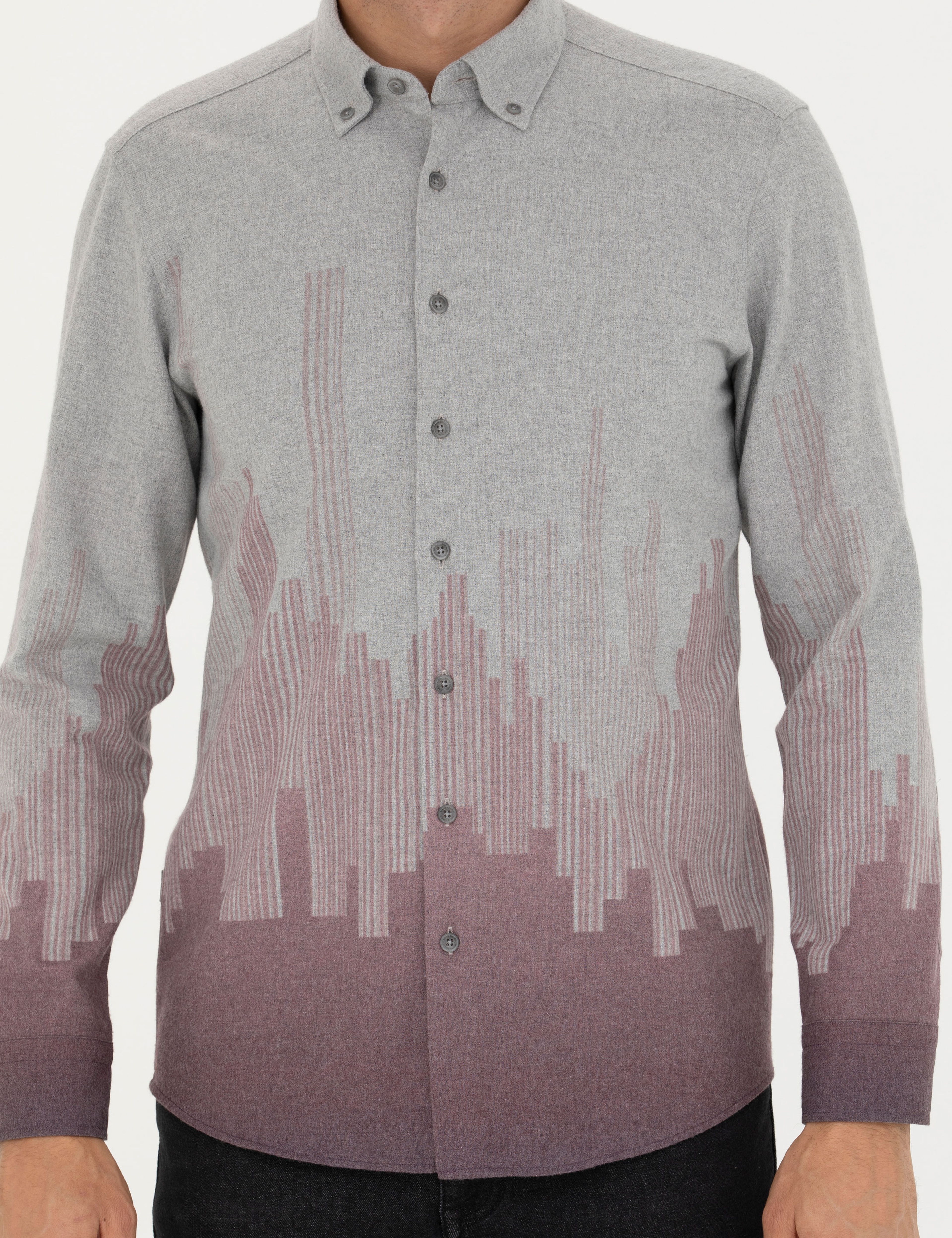 Bordo Slim Fit Uzun Kollu Gömlek