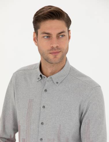 Bordo Slim Fit Uzun Kollu Gömlek