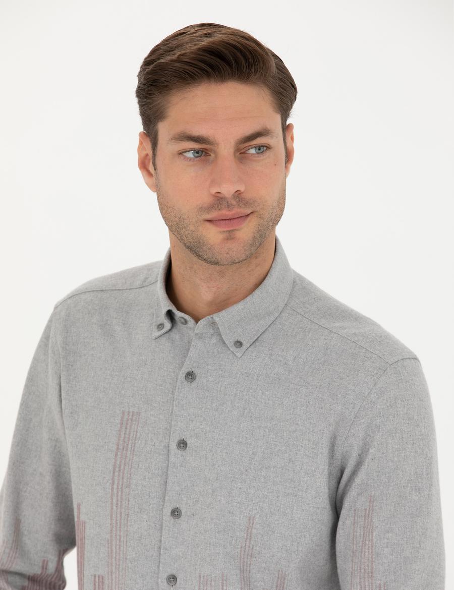 Bordo Slim Fit Uzun Kollu Gömlek