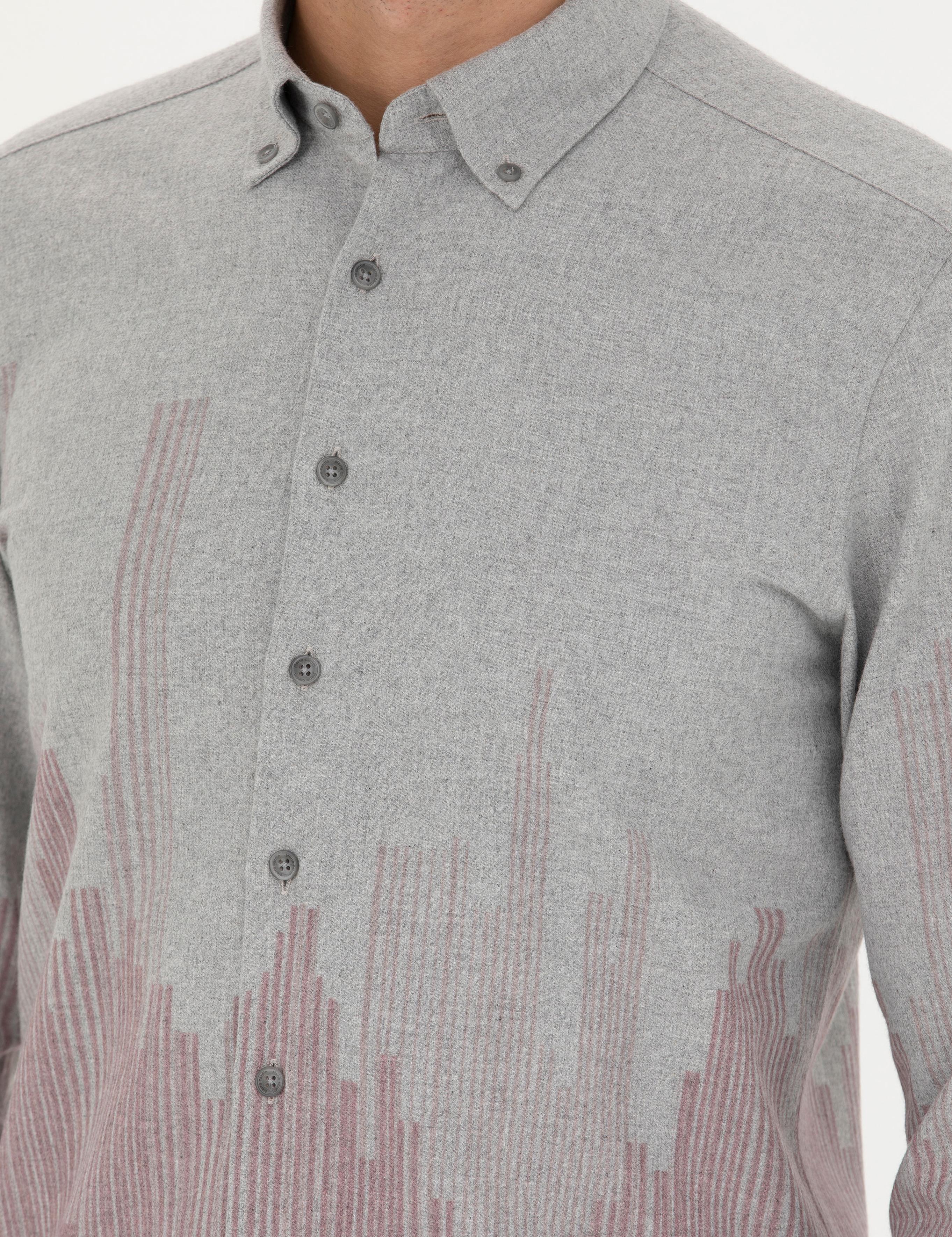 Bordo Slim Fit Uzun Kollu Gömlek