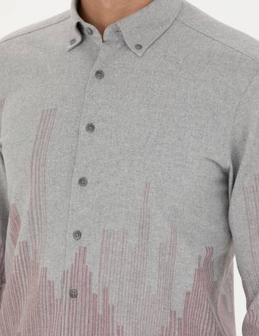 Bordo Slim Fit Uzun Kollu Gömlek