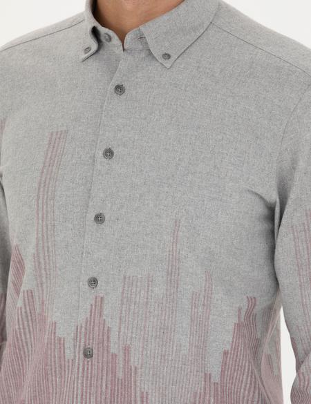 Bordo Slim Fit Uzun Kollu Gömlek - 50276366009