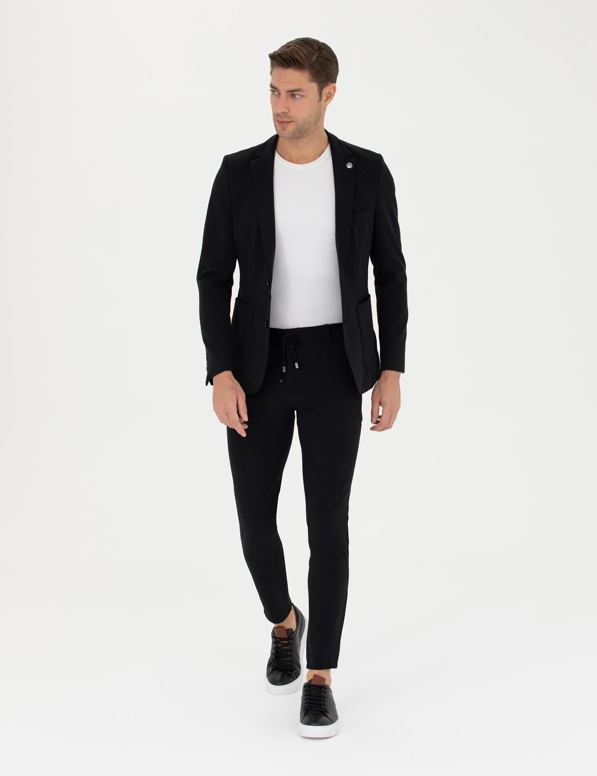 Siyah Body Esnek Fit Blazer Ceket - 50287491017