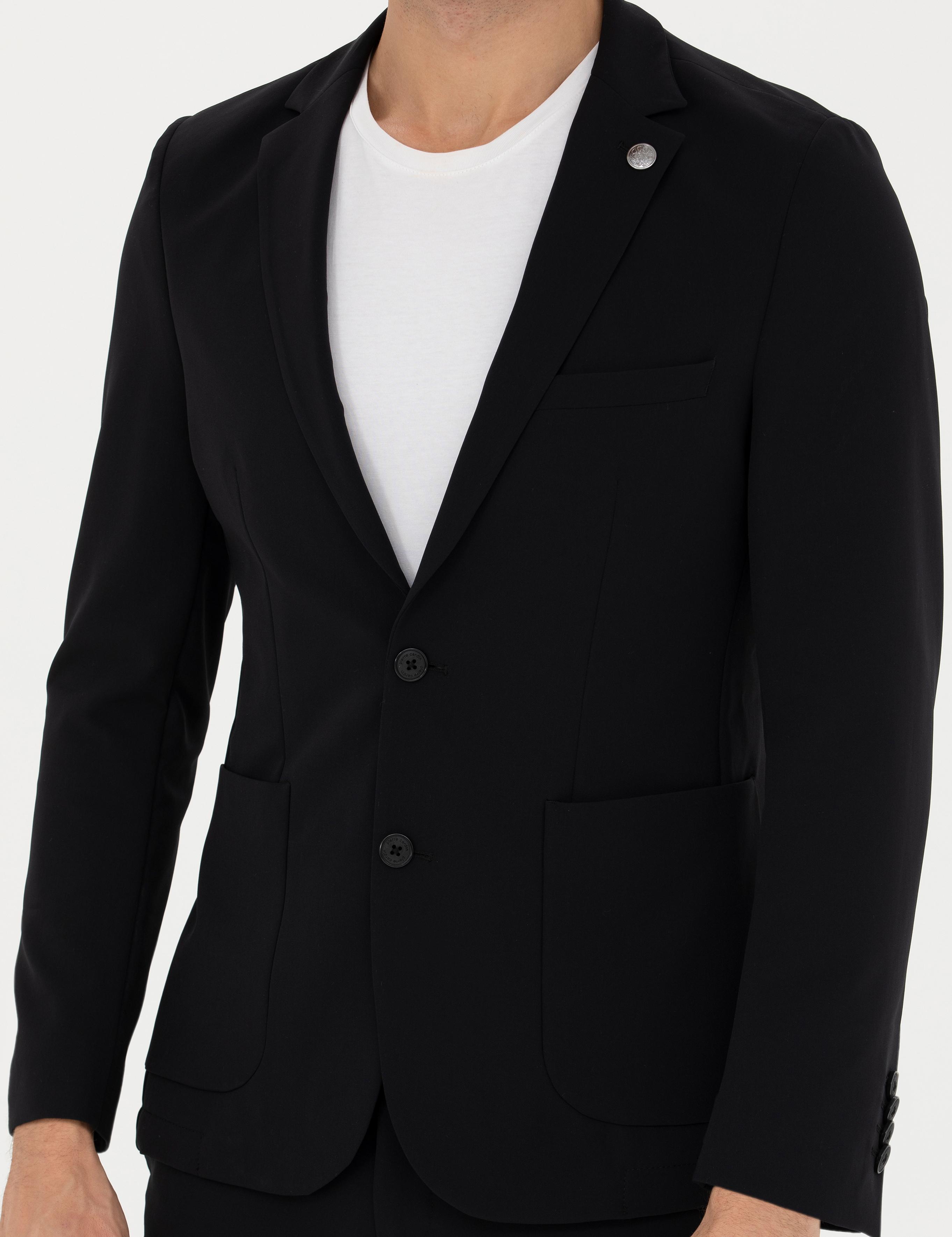 Siyah Body Esnek Fit Blazer Ceket