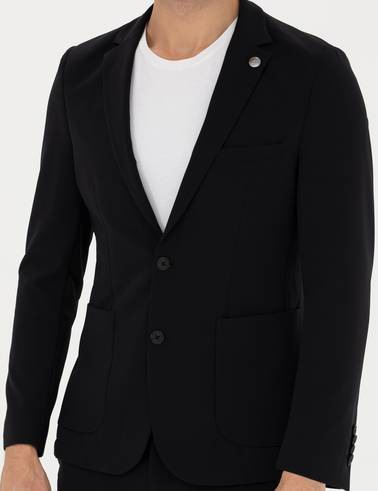 Siyah Body Esnek Fit Blazer Ceket
