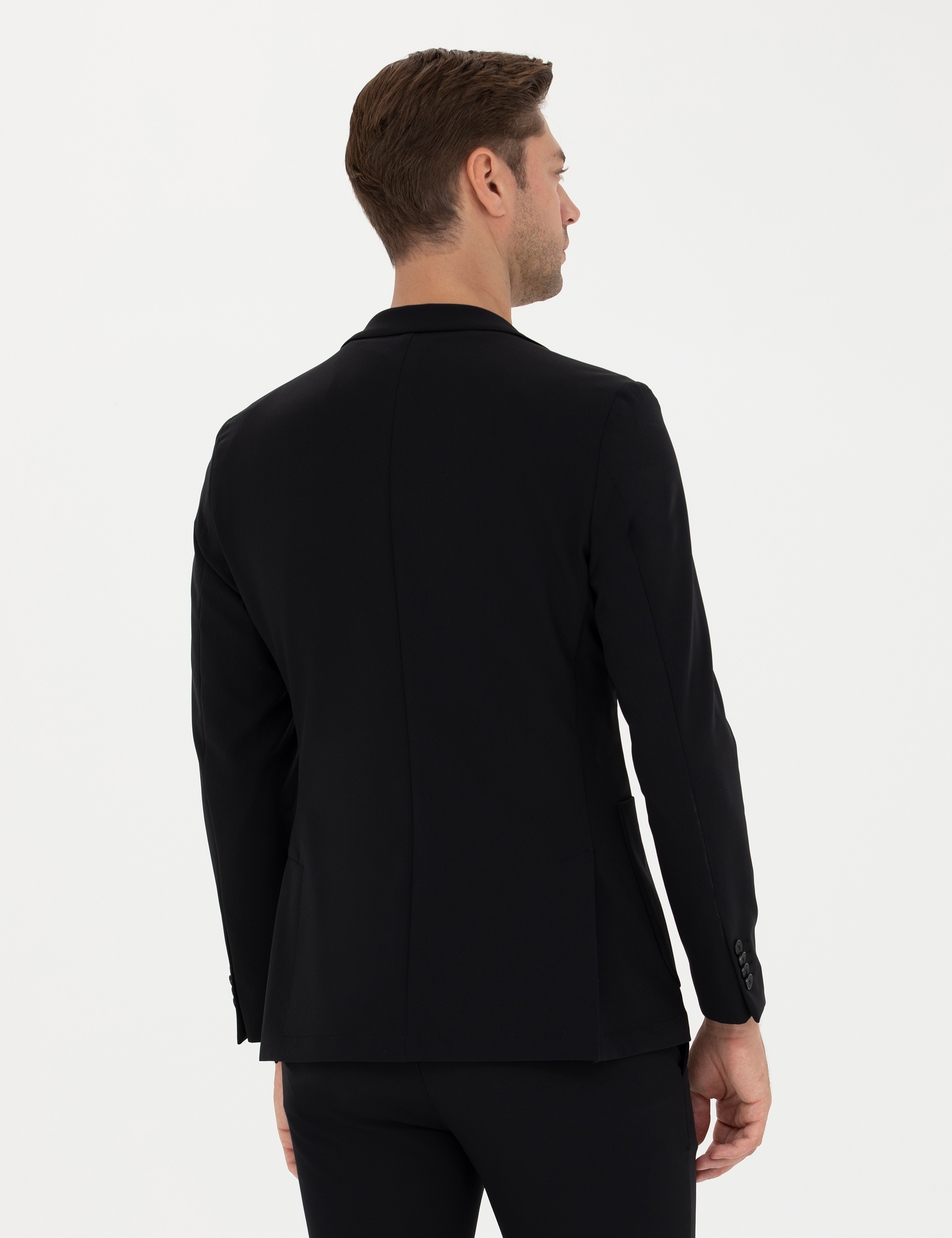 Siyah Body Esnek Fit Blazer Ceket - Image 5