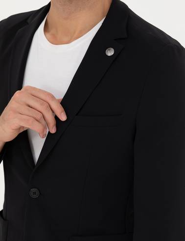 Siyah Body Esnek Fit Blazer Ceket