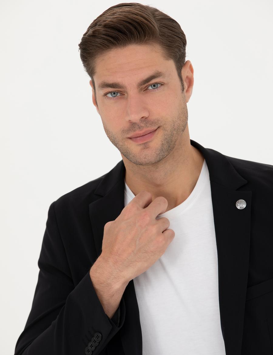 Siyah Body Esnek Fit Blazer Ceket