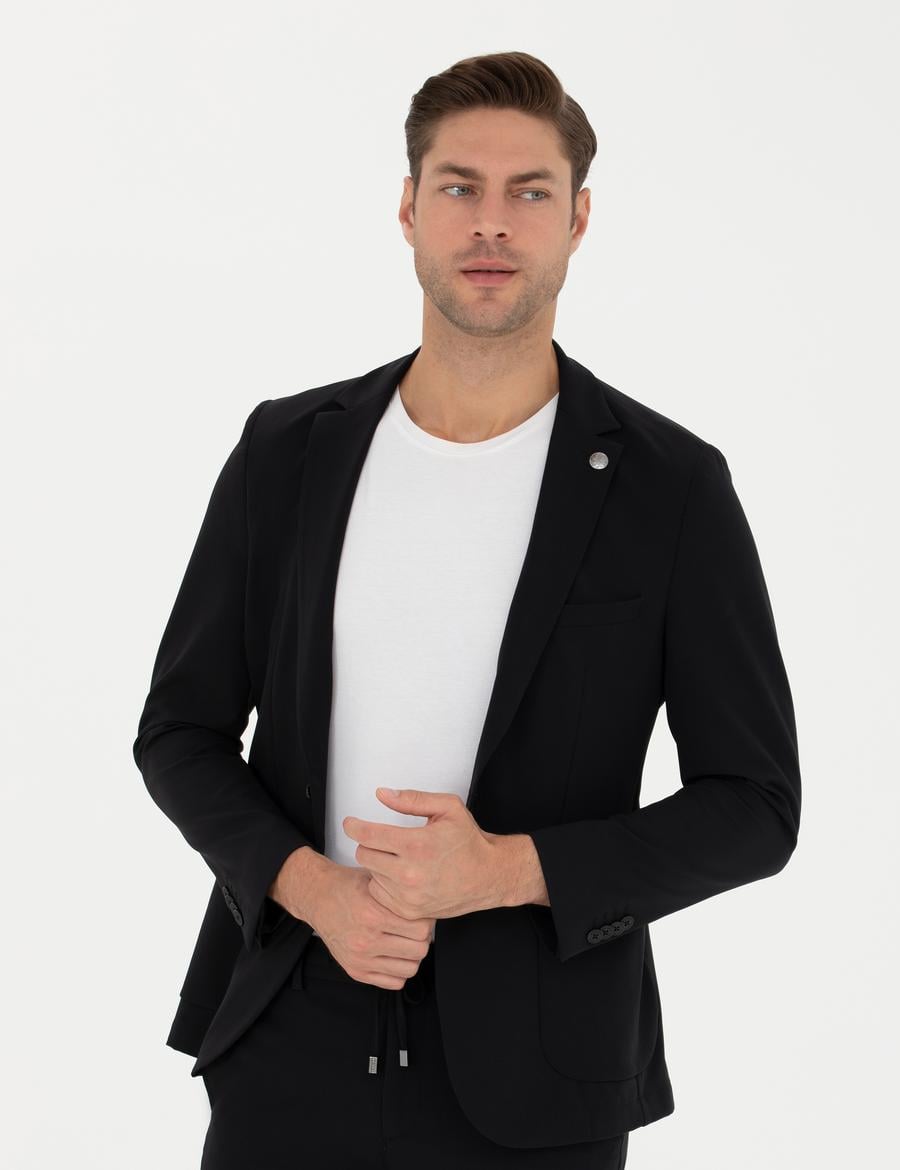Siyah Body Esnek Fit Blazer Ceket