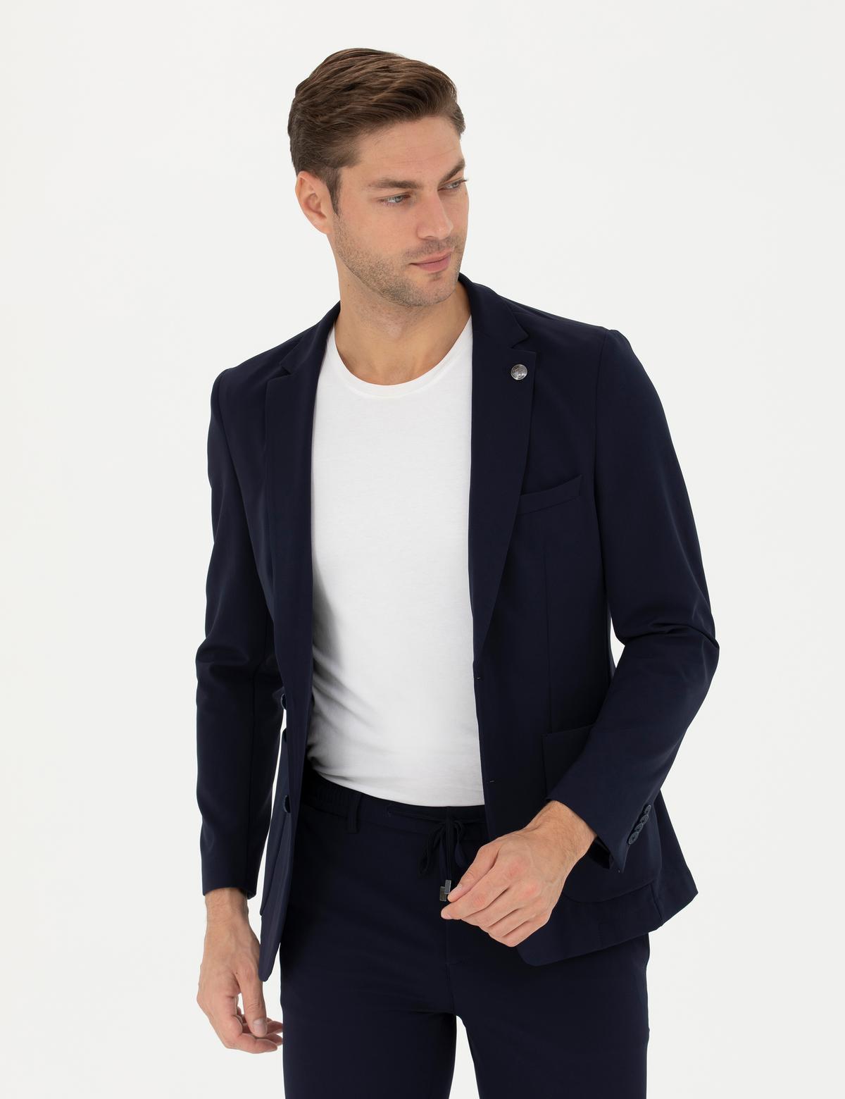 Lacivert Body Esnek Fit Blazer Ceket - 50287491050