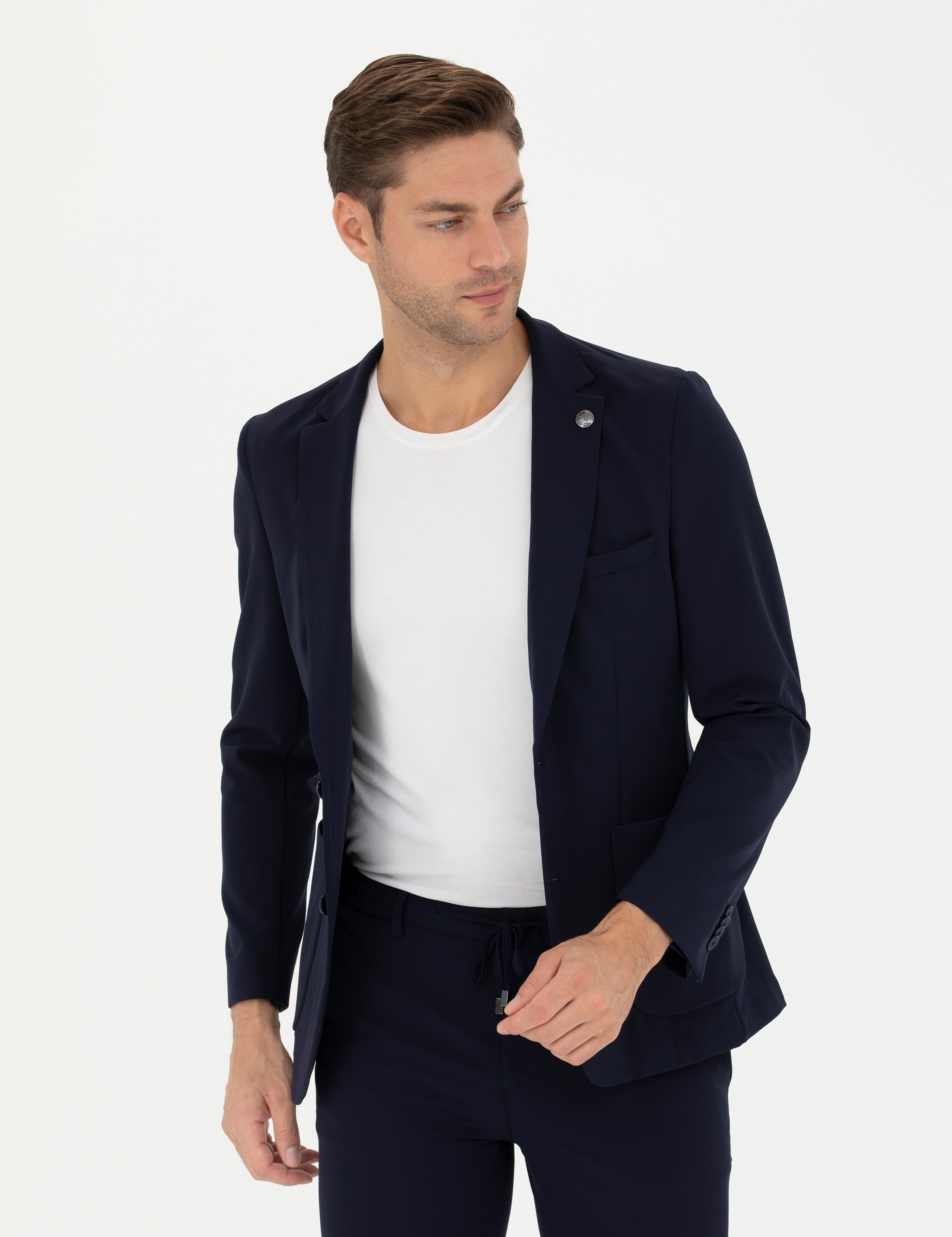 Lacivert Body Esnek Fit Blazer Ceket - Image 3