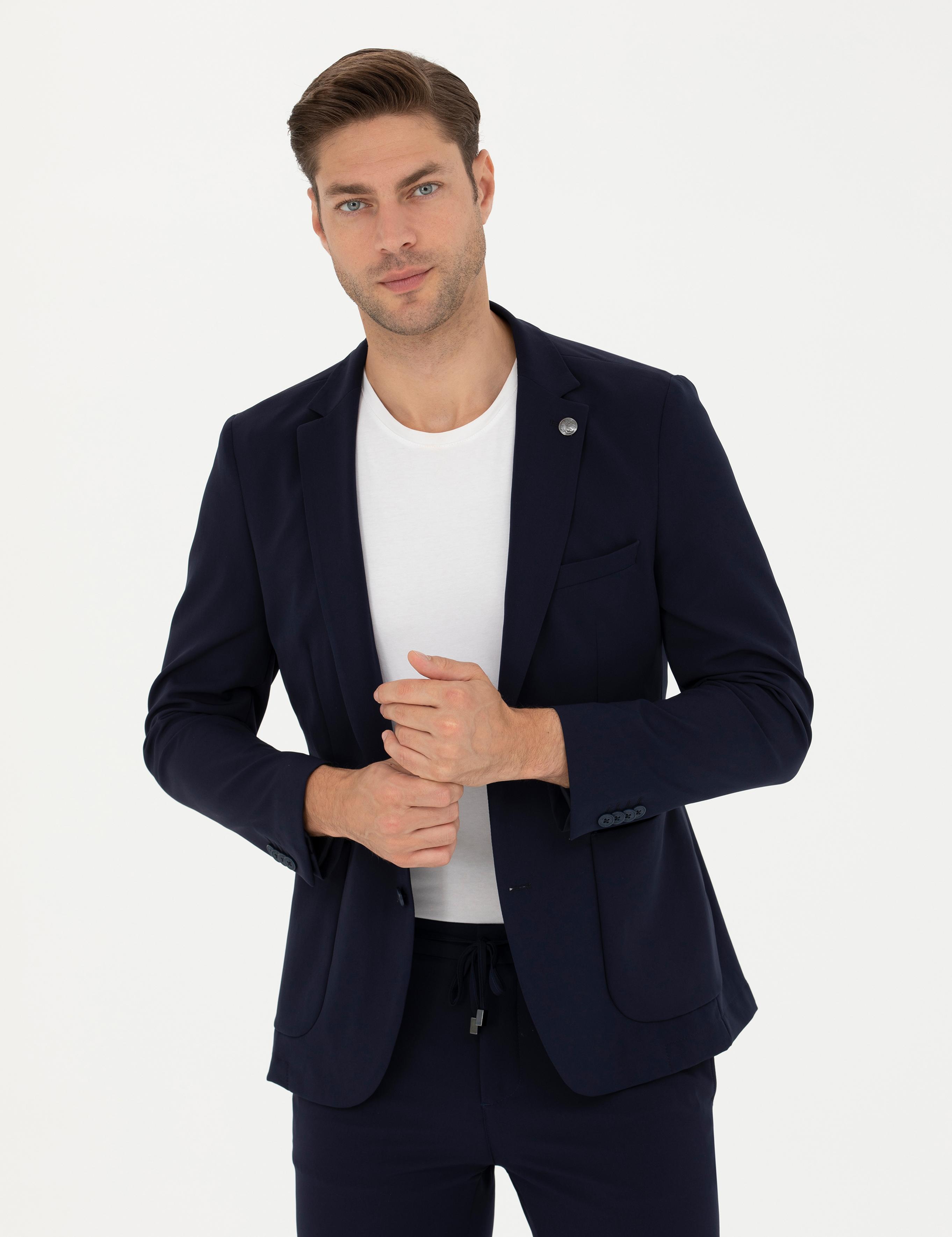 Lacivert Body Esnek Fit Blazer Ceket