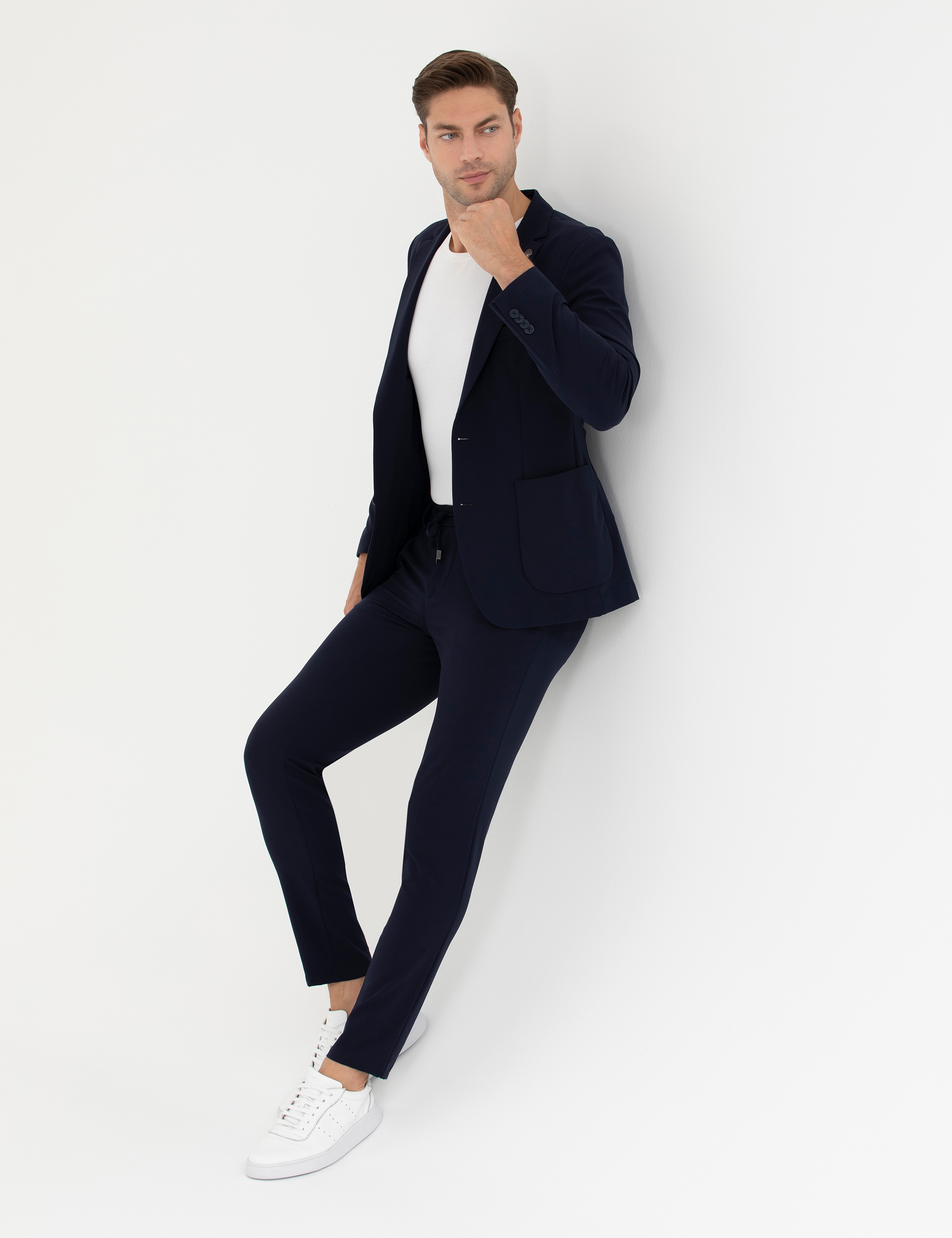 Lacivert Body Esnek Fit Blazer Ceket - Image 1