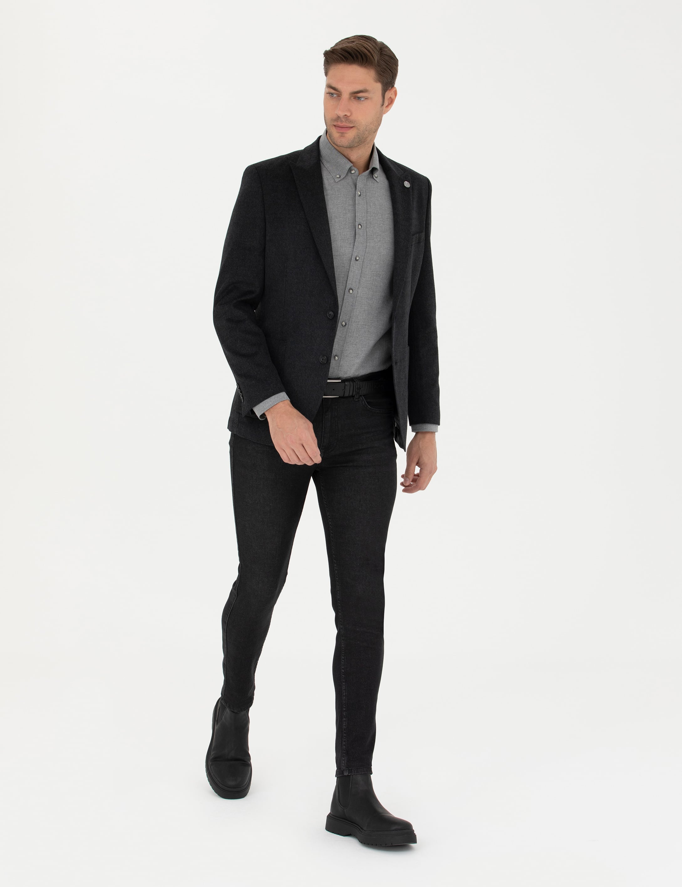 Antrasit Ekstra Slim Fit Ceket - Image 4
