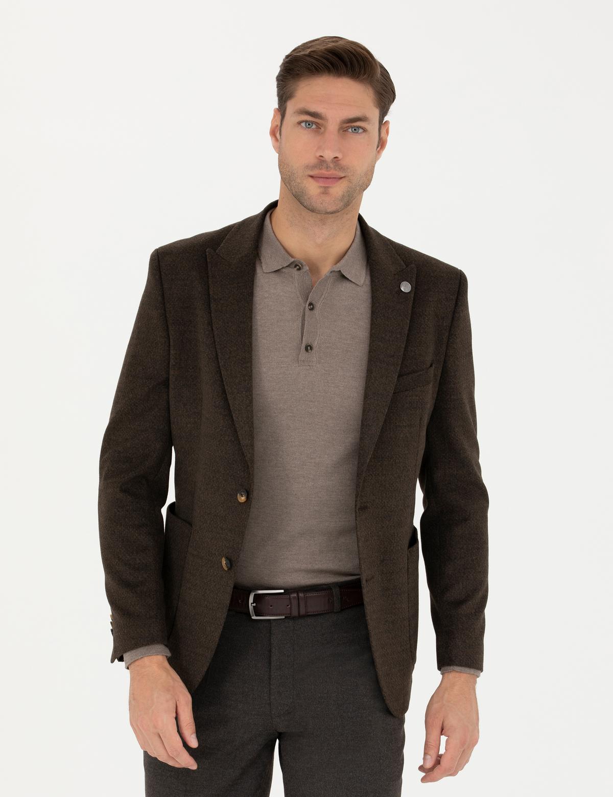 Kahverengi Ekstra Slim Fit Ceket