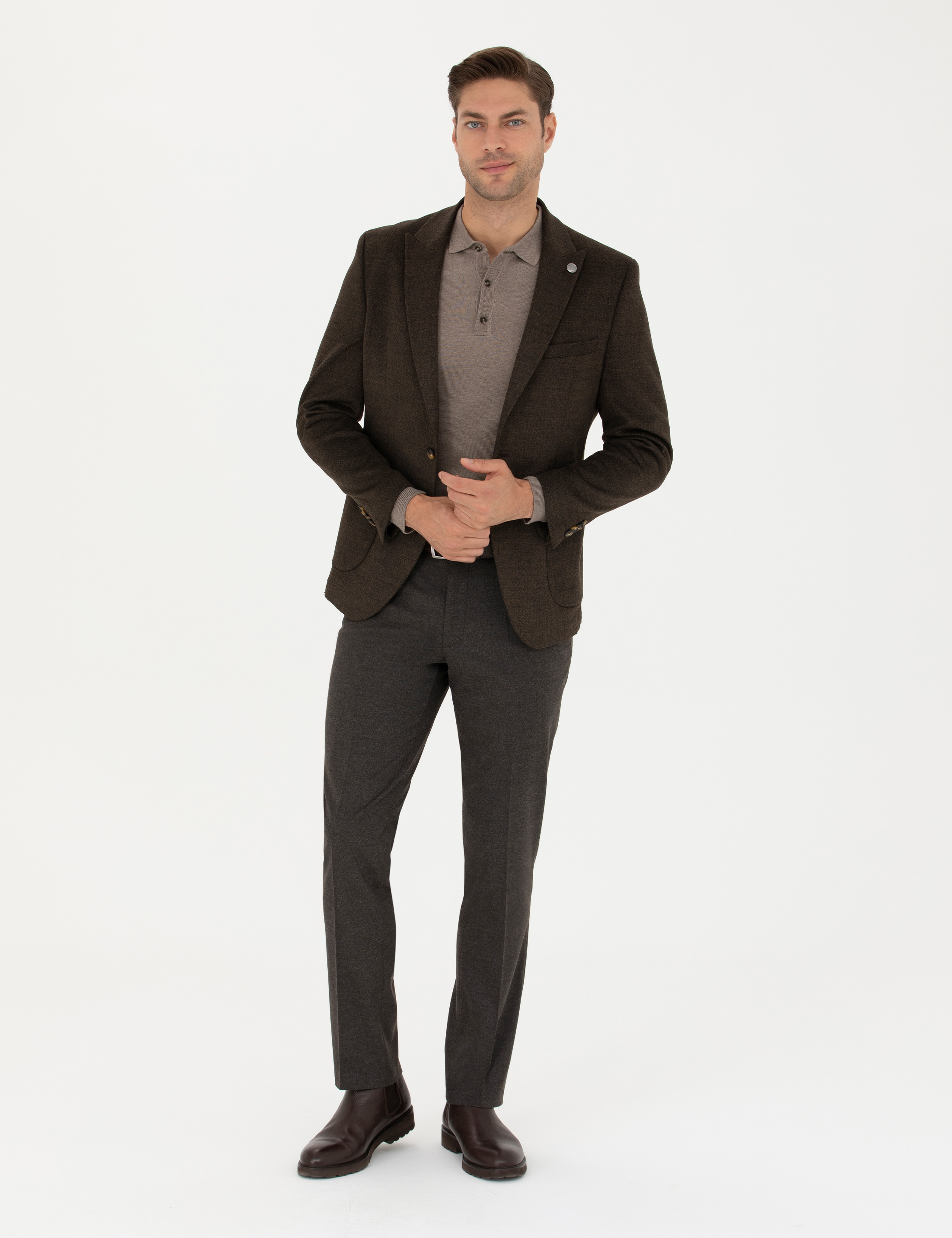 Kahverengi Ekstra Slim Fit Ceket - Image 4