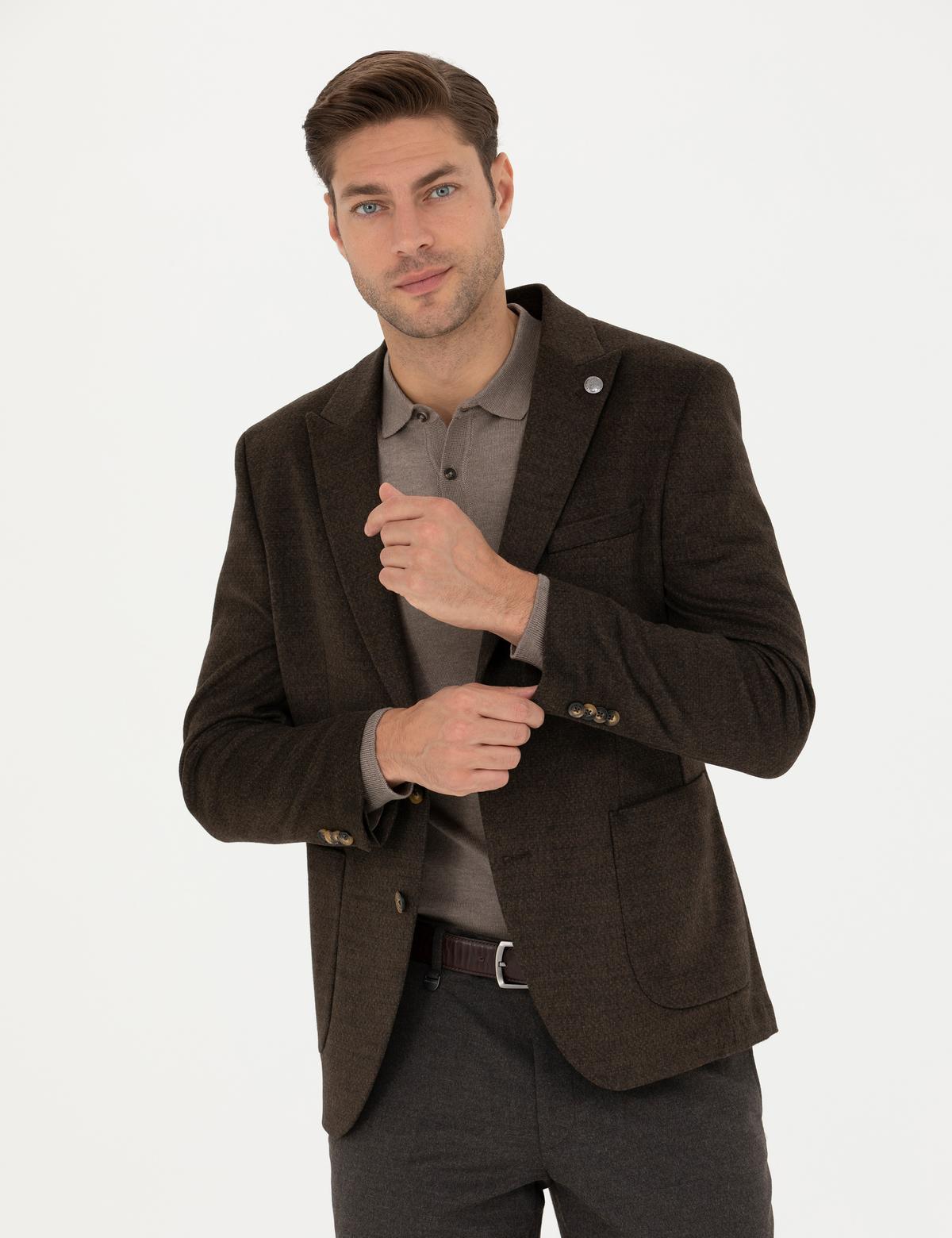 Kahverengi Ekstra Slim Fit Ceket - 50257488080