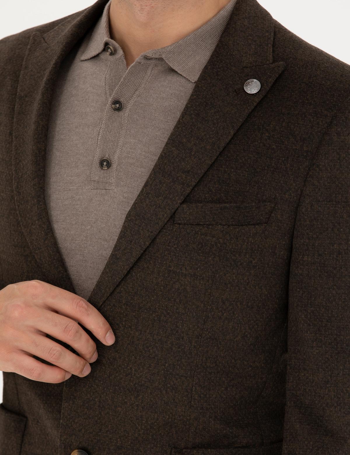 Kahverengi Ekstra Slim Fit Ceket - 50257488080