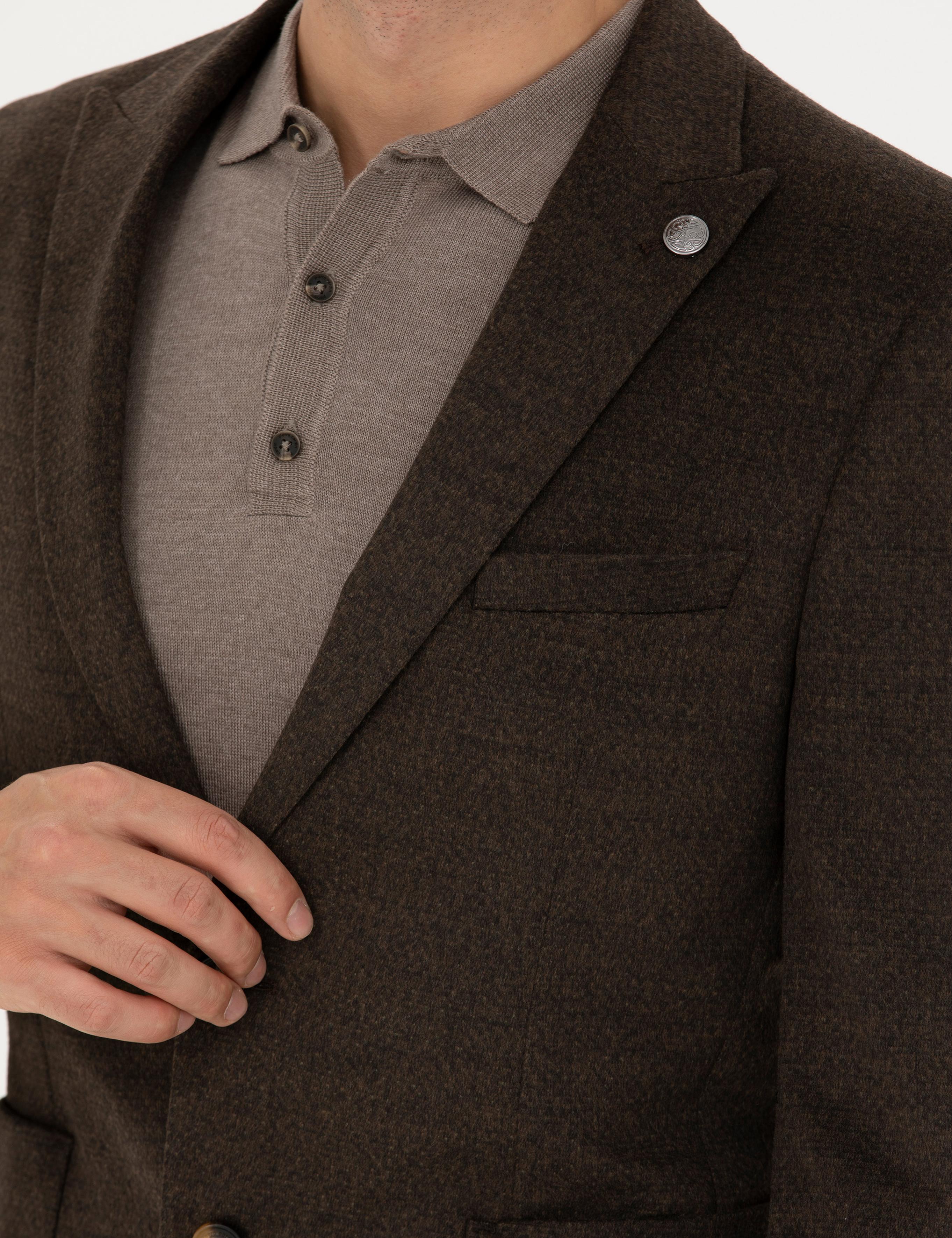 Kahverengi Ekstra Slim Fit Ceket