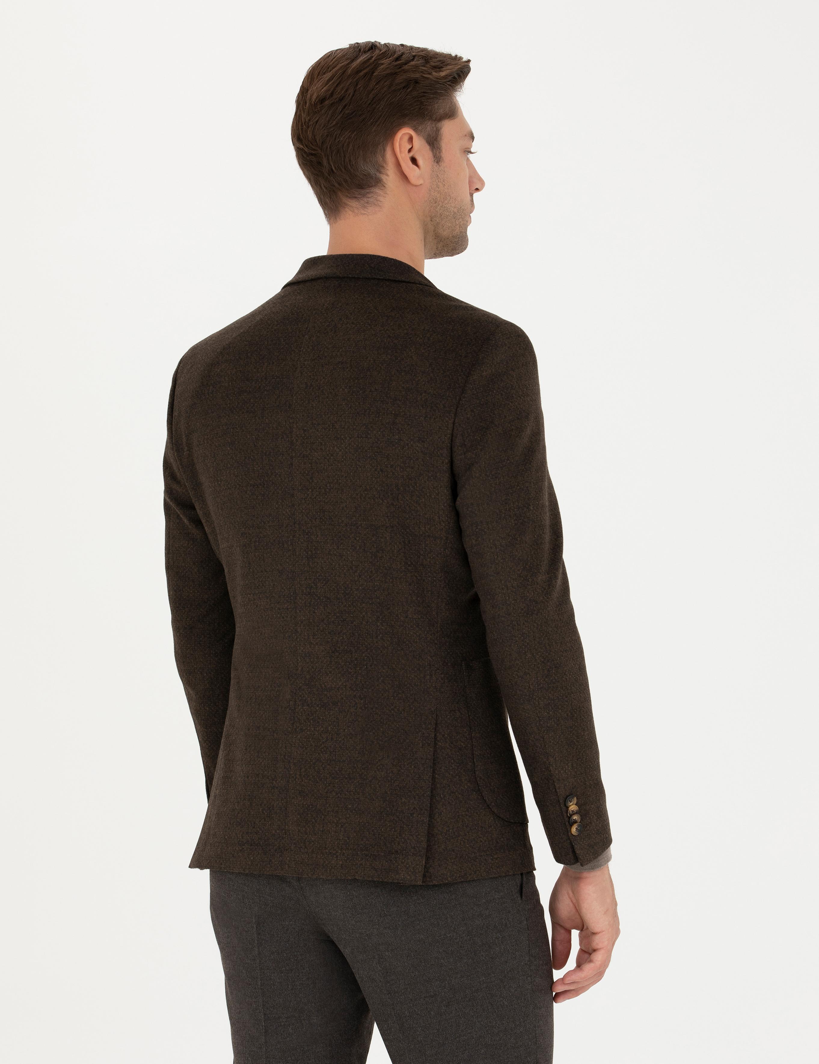 Kahverengi Ekstra Slim Fit Ceket