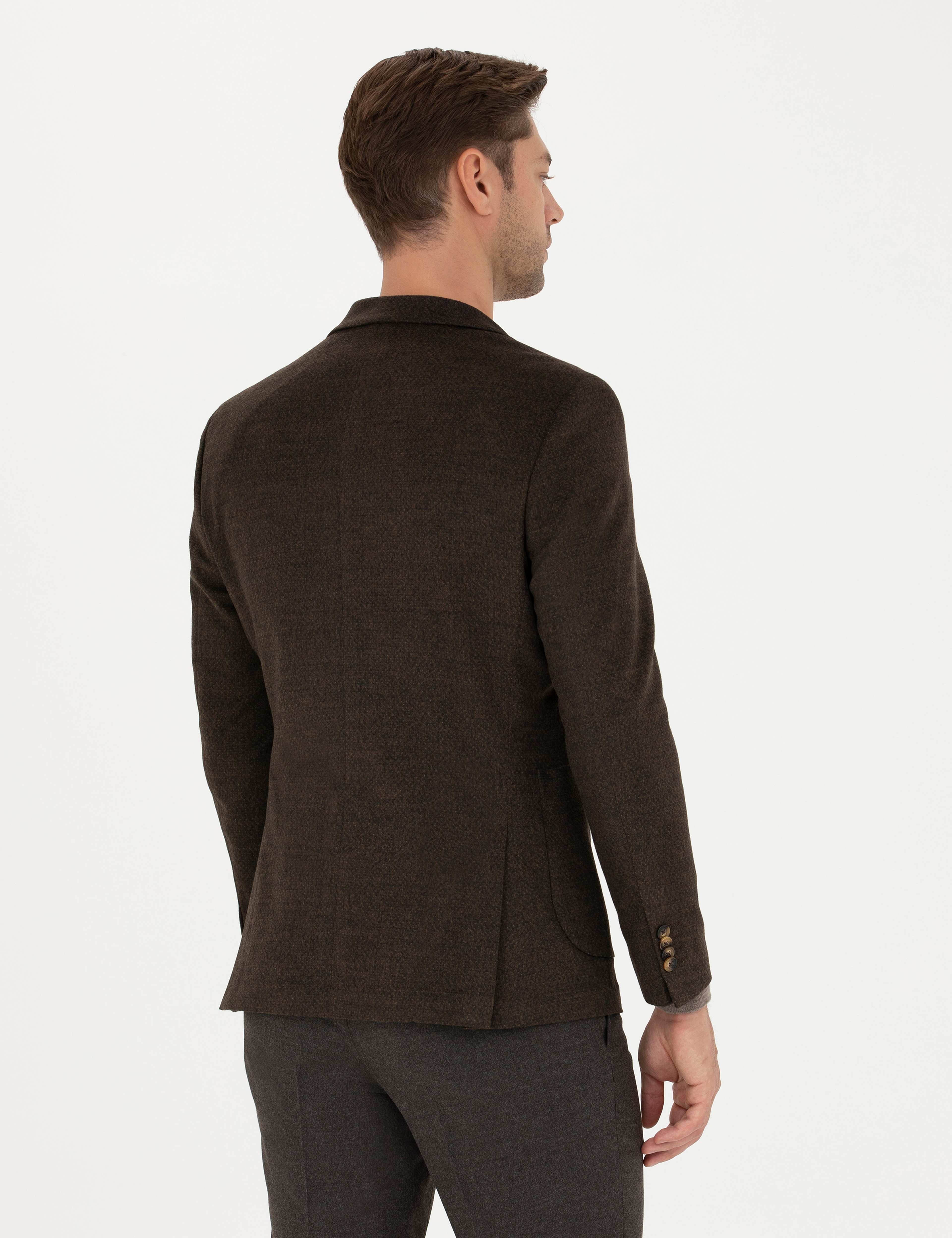 Kahverengi Ekstra Slim Fit Ceket - Image 5