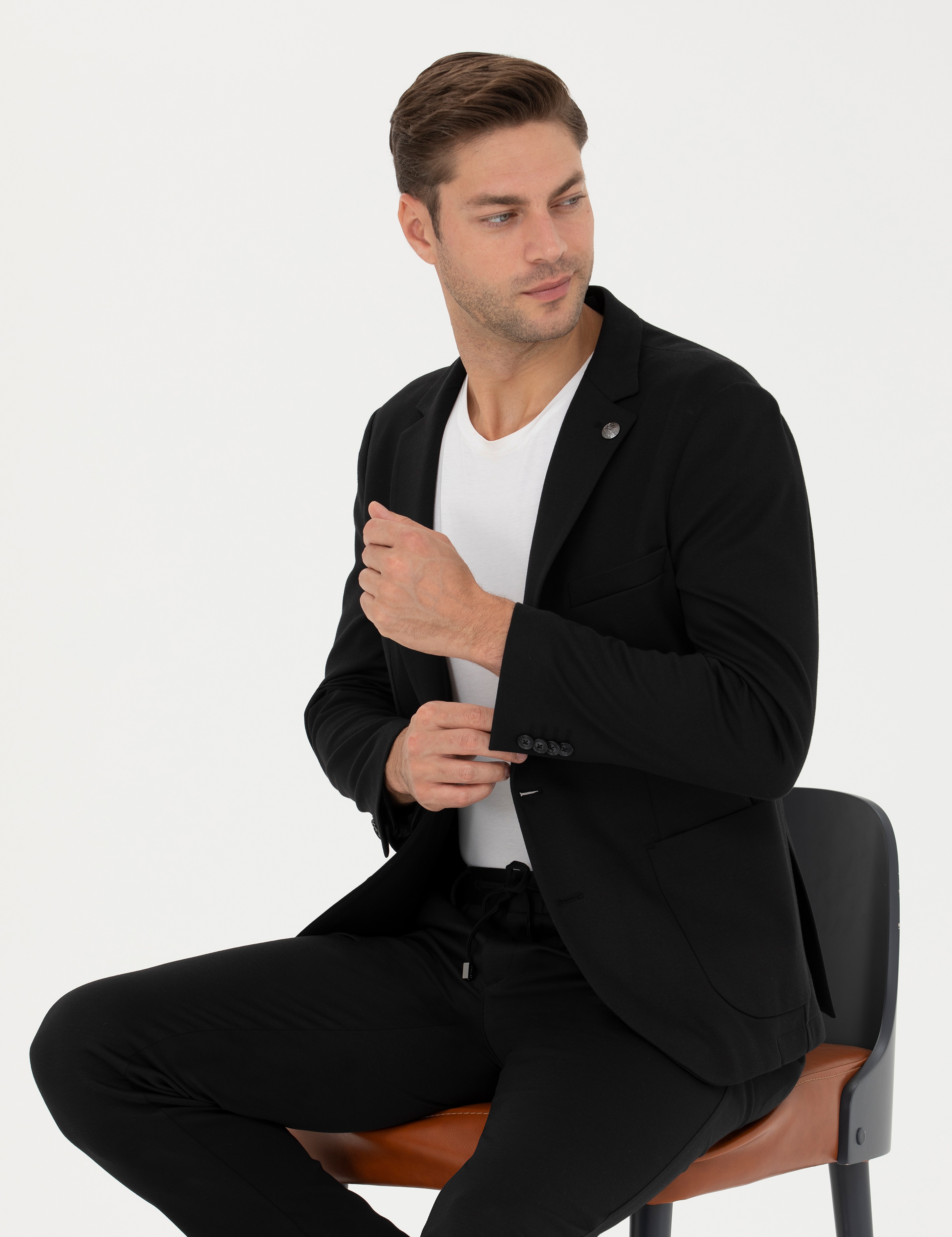Siyah Ekstra Slim Fit Blazer Ceket - Image 1
