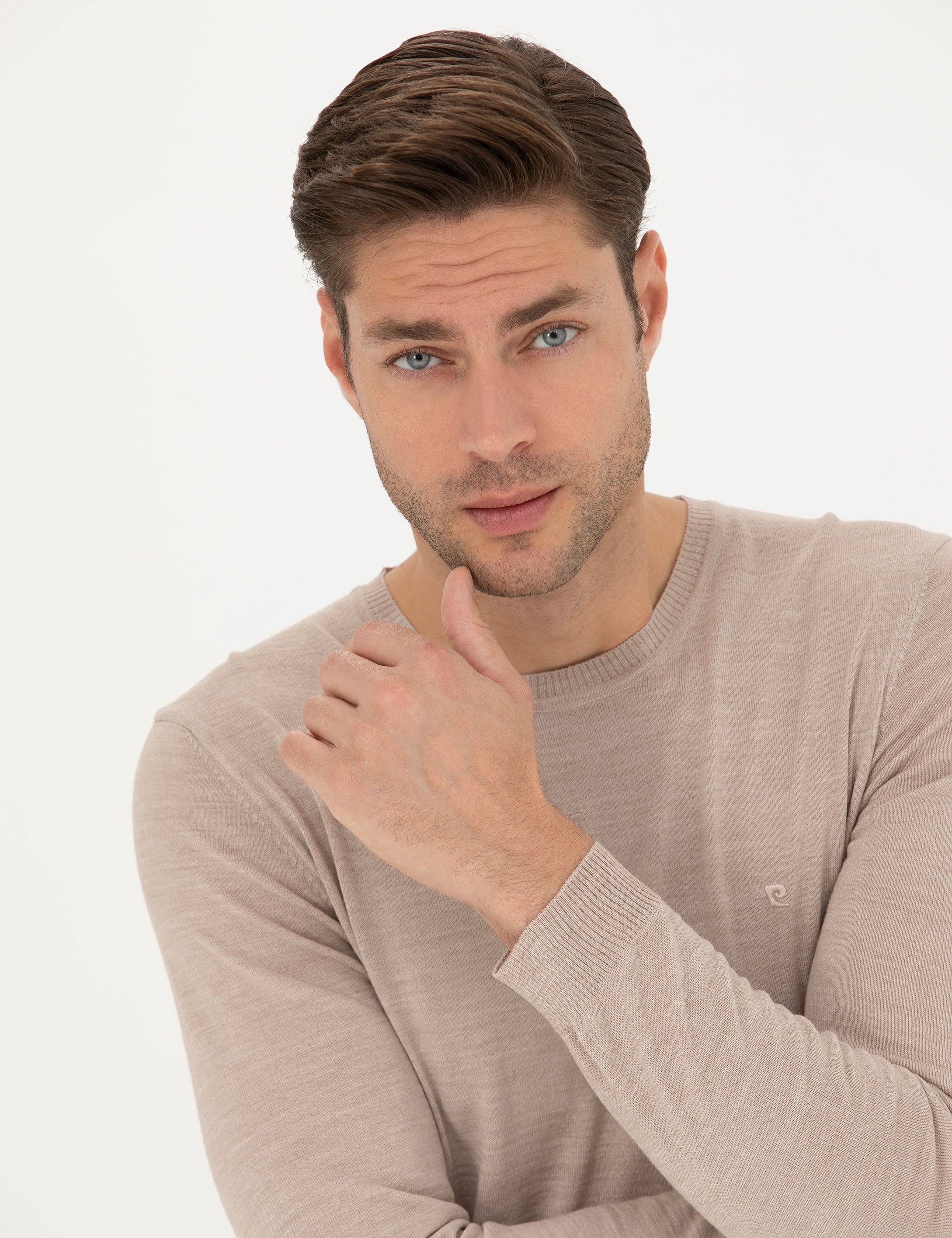 Taş Slim Fit Bisiklet Yaka Yün Karışımlı Basic Triko Kazak