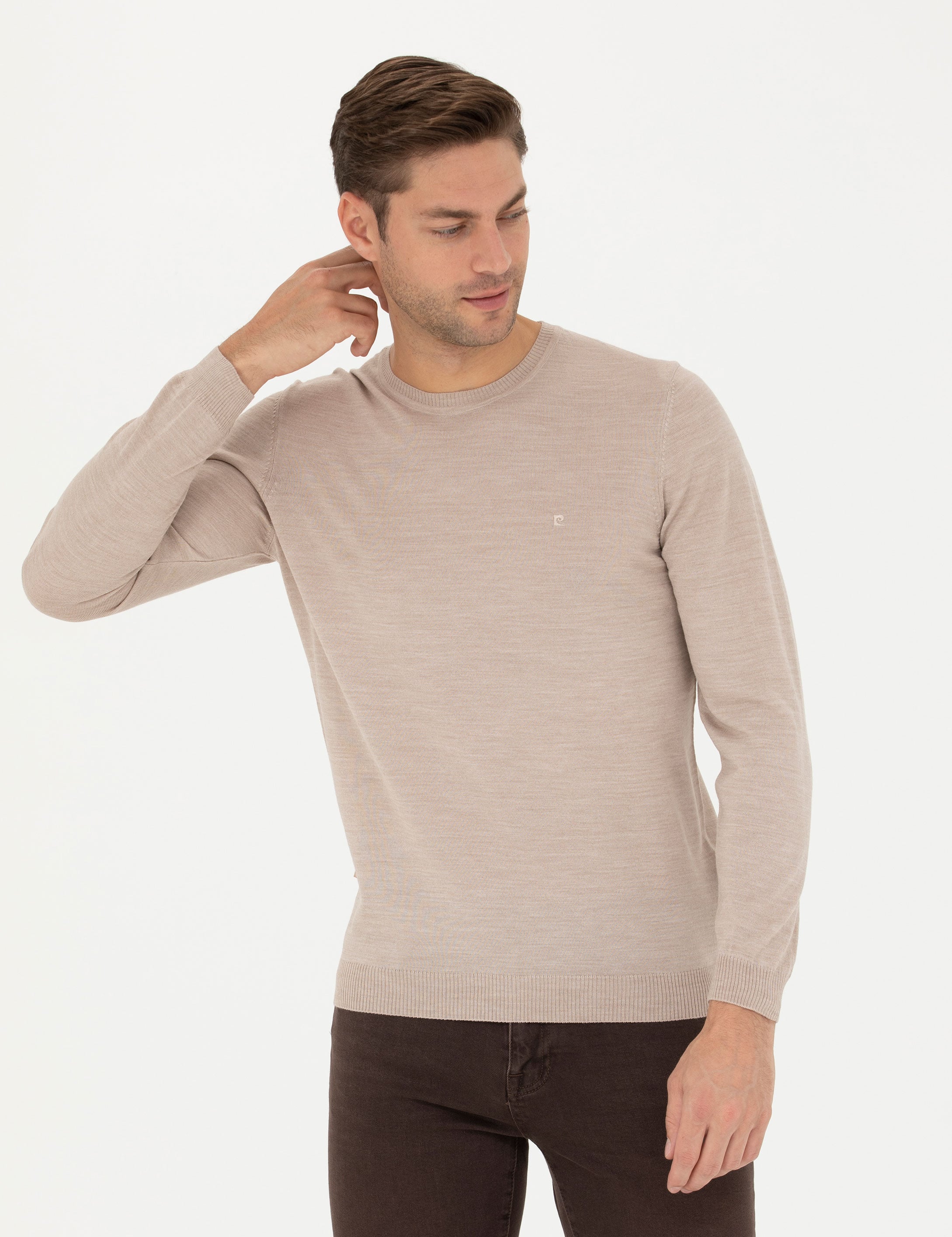 Taş Slim Fit Bisiklet Yaka Yün Karışımlı Basic Triko Kazak