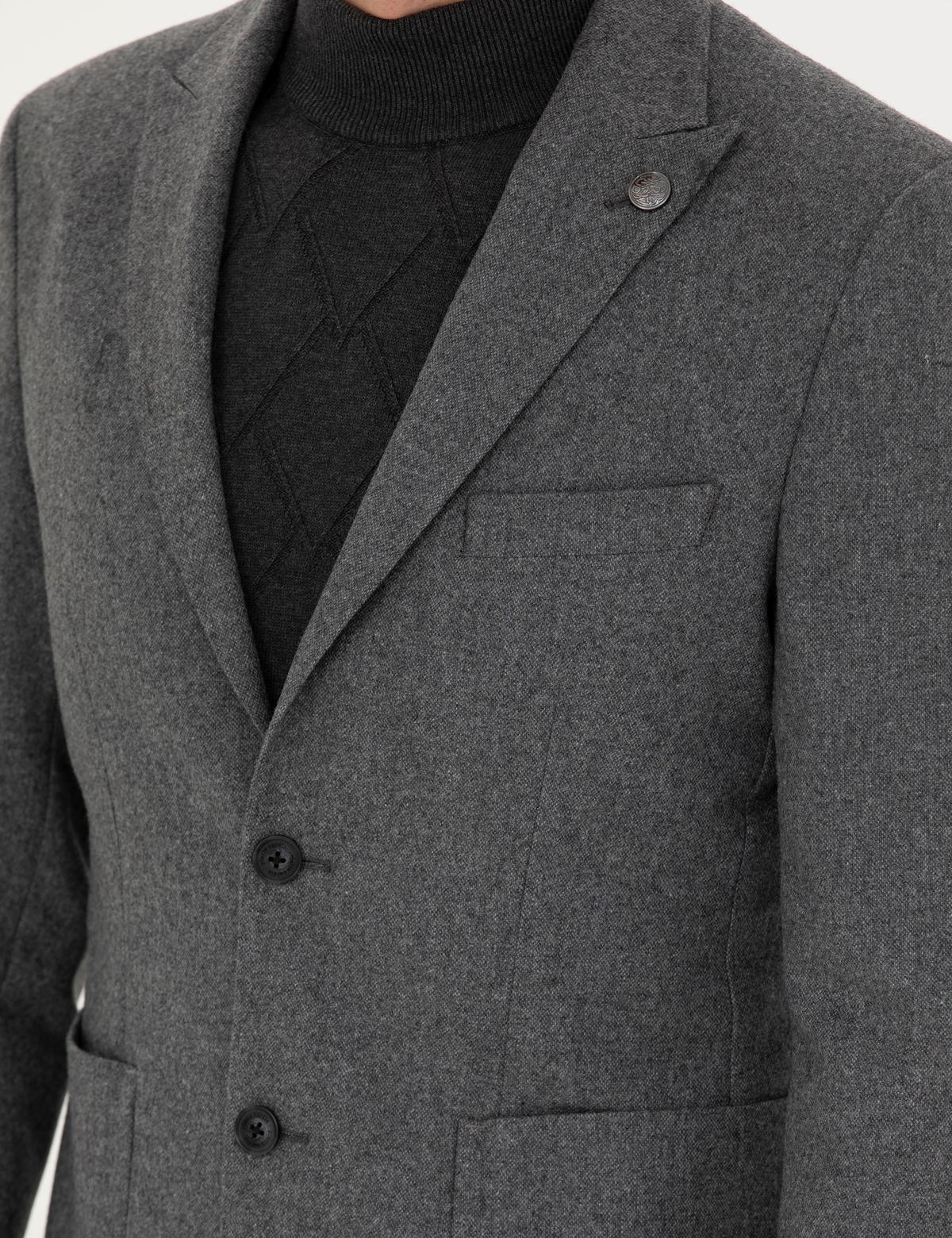 Füme Slim Fit Yün Karışımlı Ceket - 50274205134