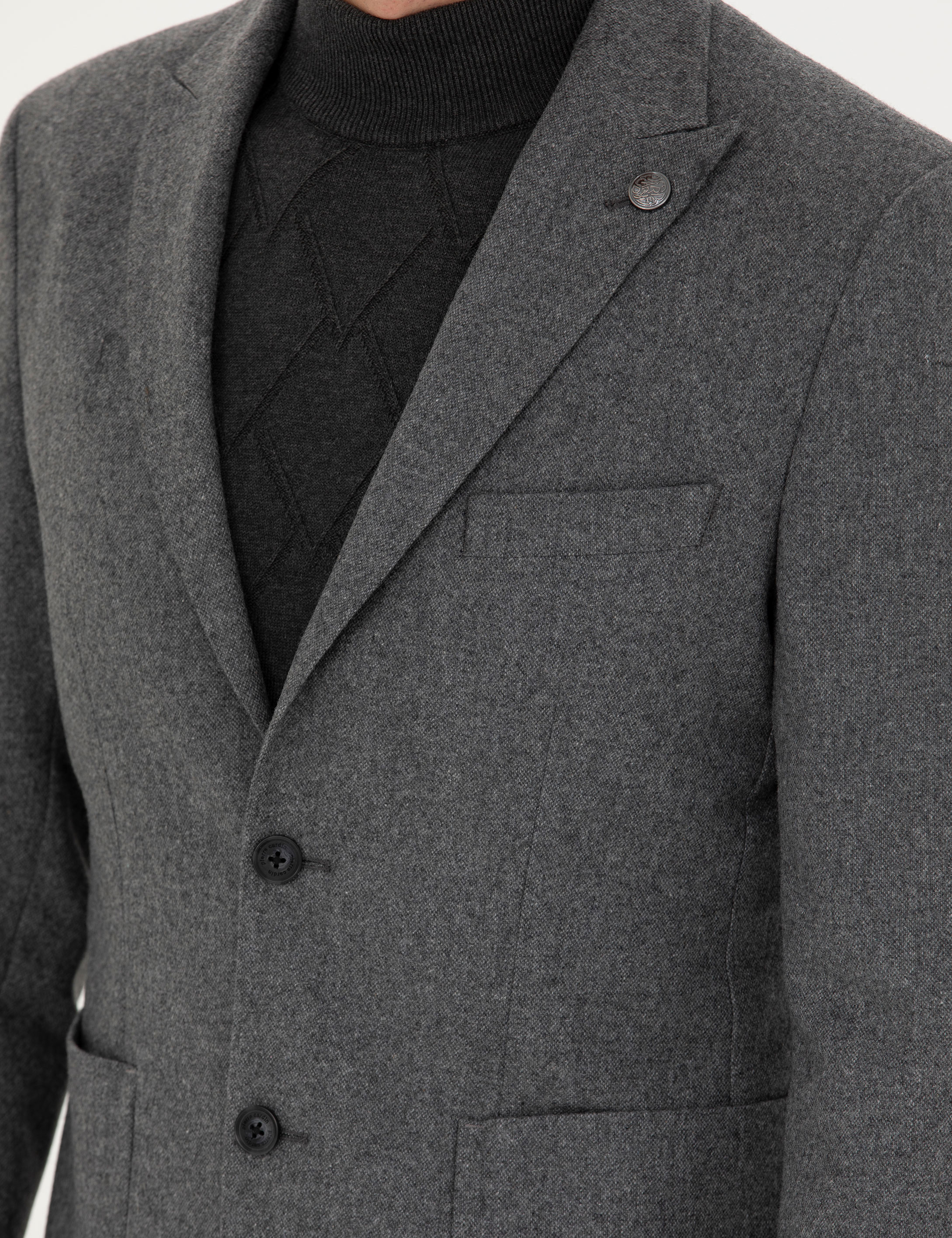 Füme Slim Fit Yün Karışımlı Ceket - Image 7
