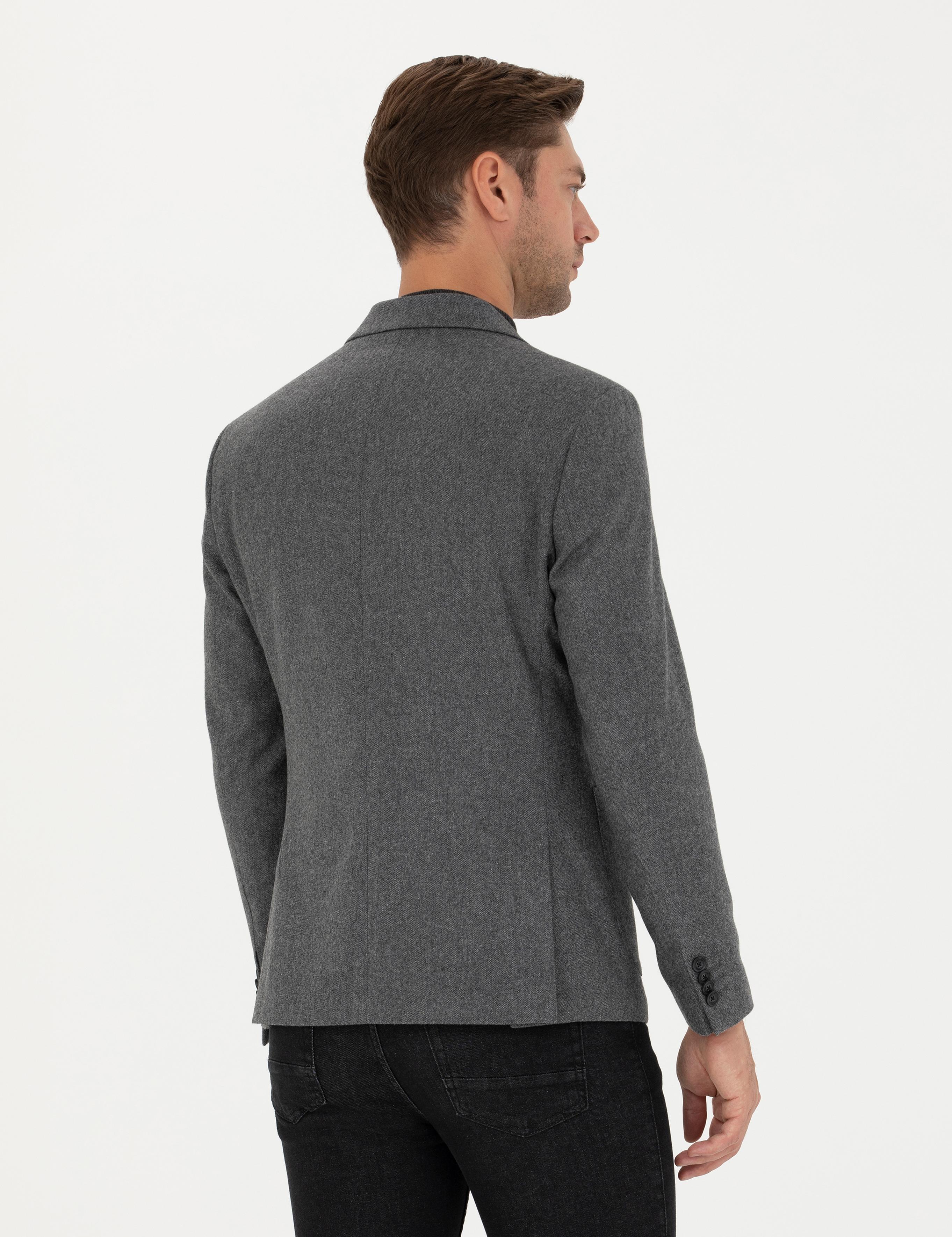 Füme Slim Fit Yün Karışımlı Ceket