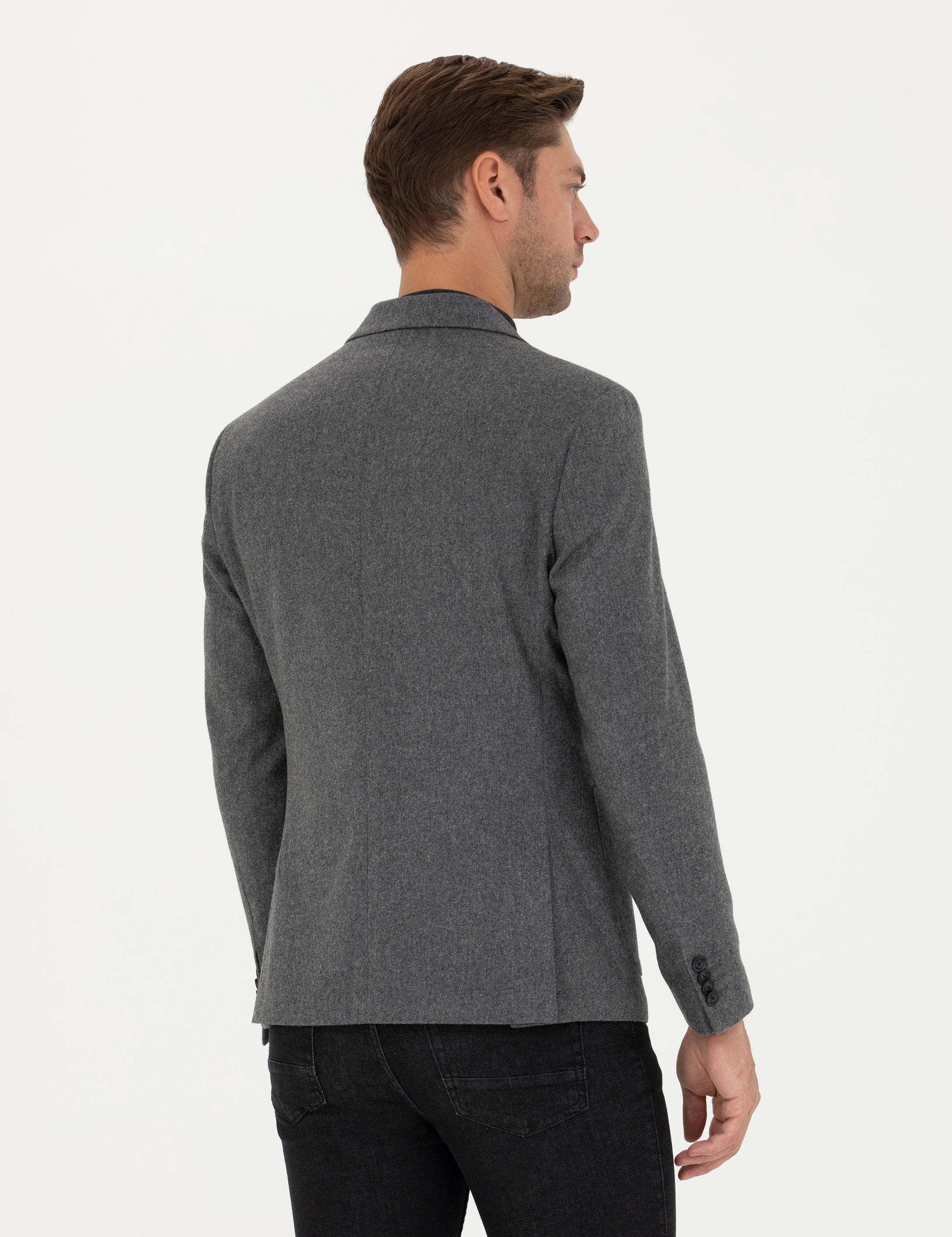 Füme Slim Fit Yün Karışımlı Ceket - Image 5