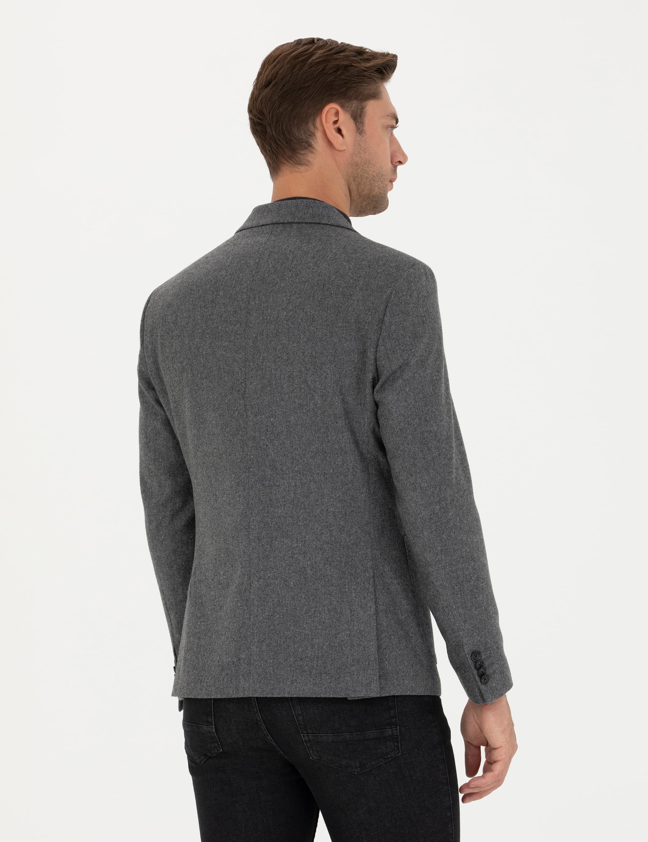 Füme Slim Fit Yün Karışımlı Ceket