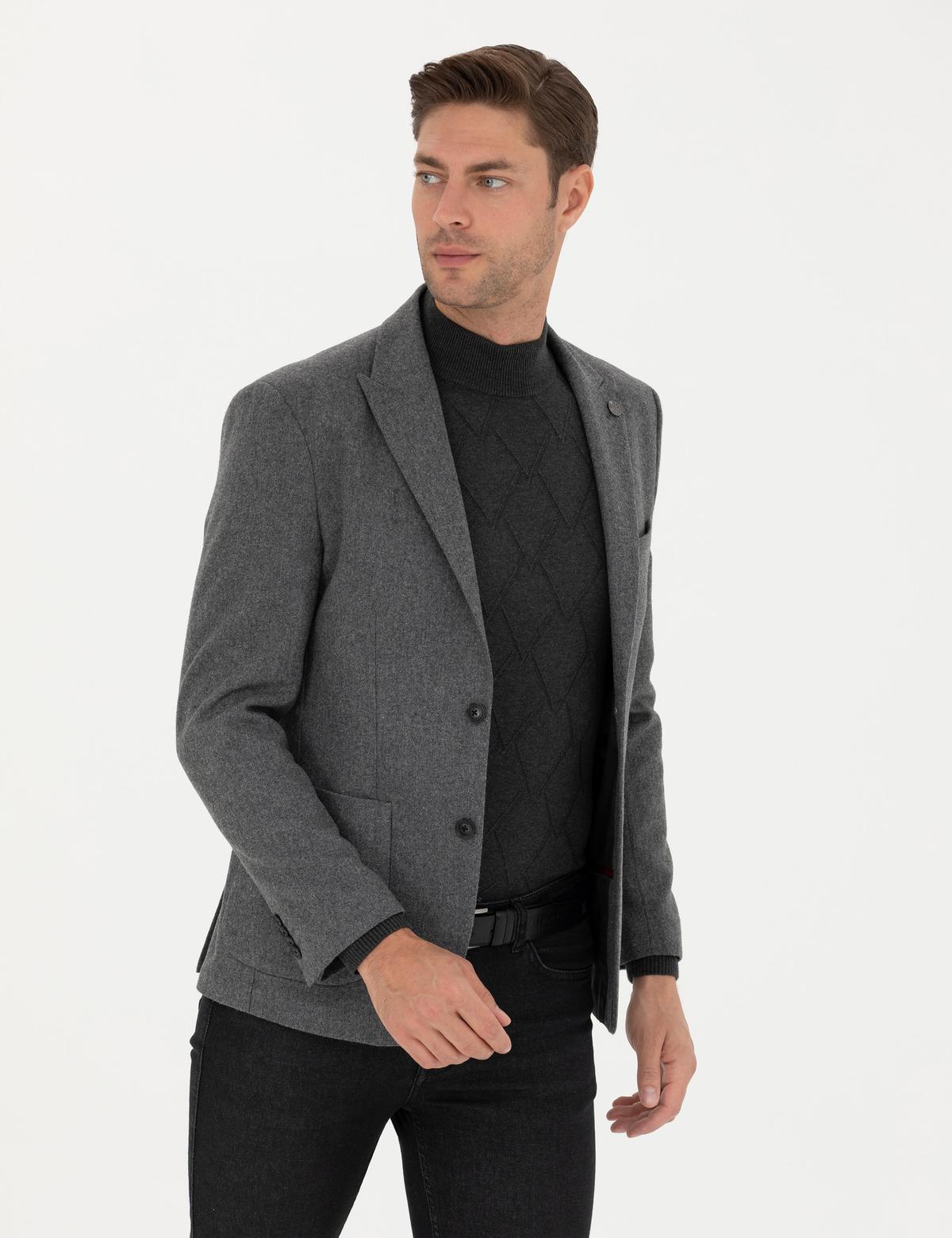 Füme Slim Fit Yün Karışımlı Ceket - 50274205134