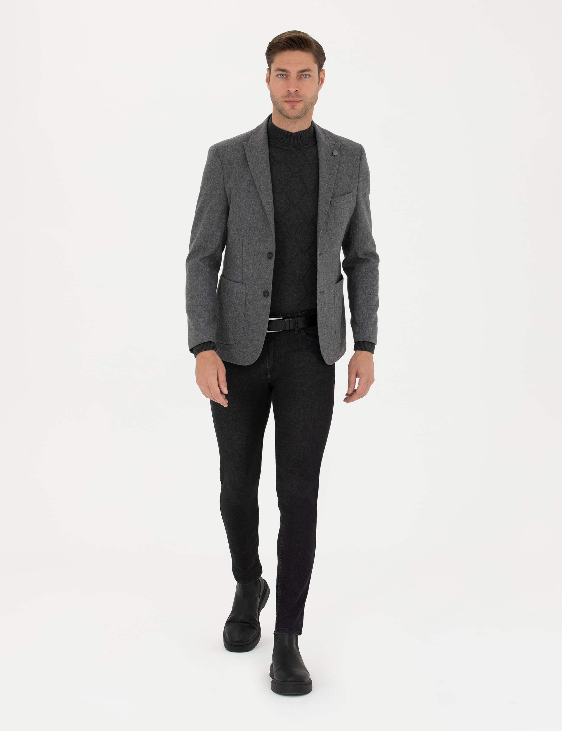 Füme Slim Fit Yün Karışımlı Ceket