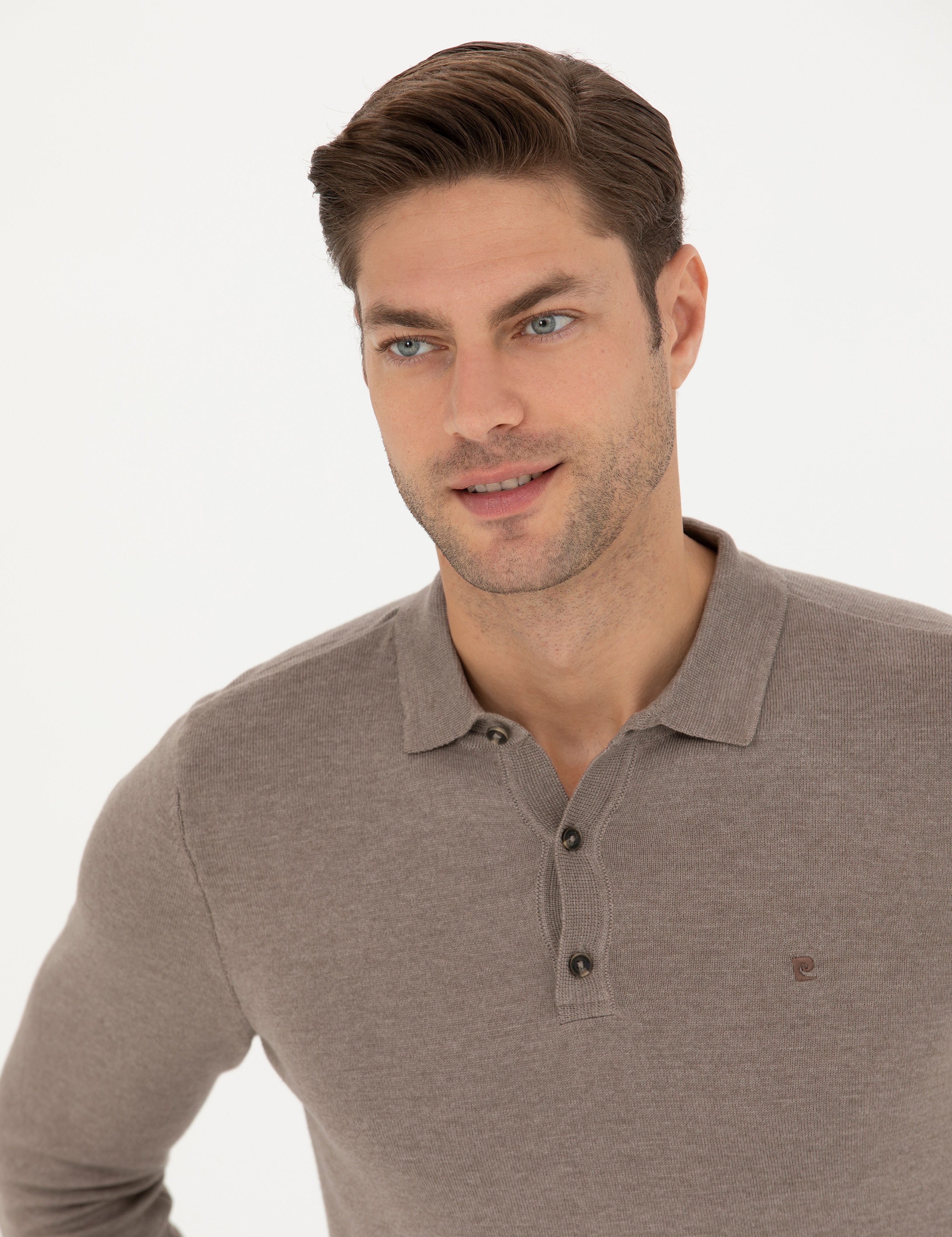 Vizon Melanj Slim Fit Polo Yaka Basic Triko Kazak - Image 2