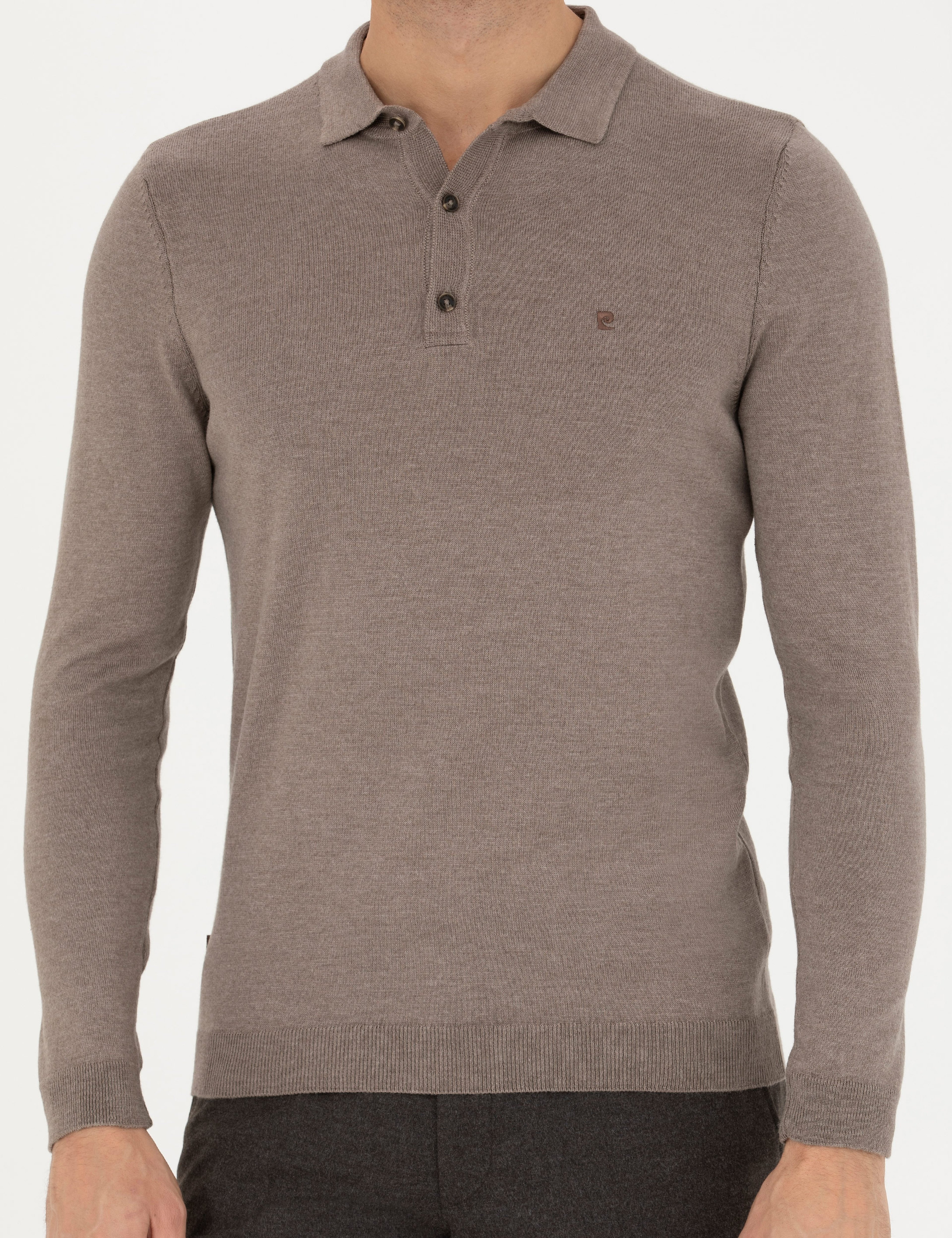 Vizon Melanj Slim Fit Polo Yaka Basic Triko Kazak