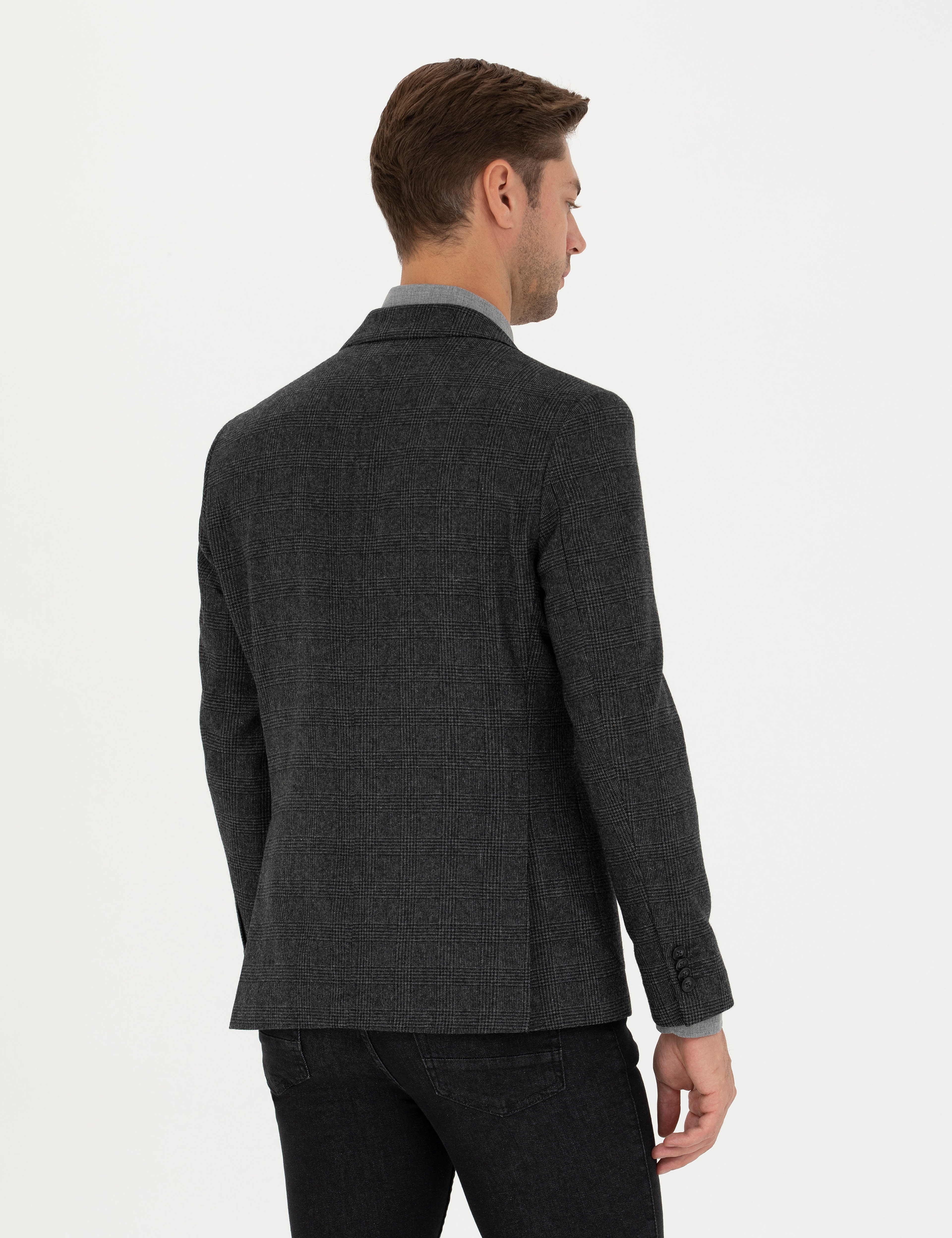 Füme Yün Karışımlı Slim Fit Ceket - Image 5