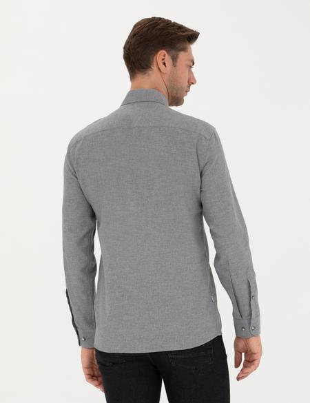 Gri Slim Fit Uzun Kollu Gömlek - 50280214023