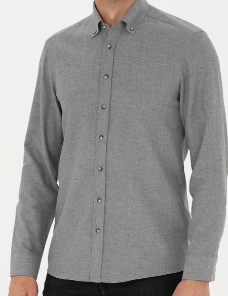 Gri Slim Fit Uzun Kollu Gömlek - 50280214023