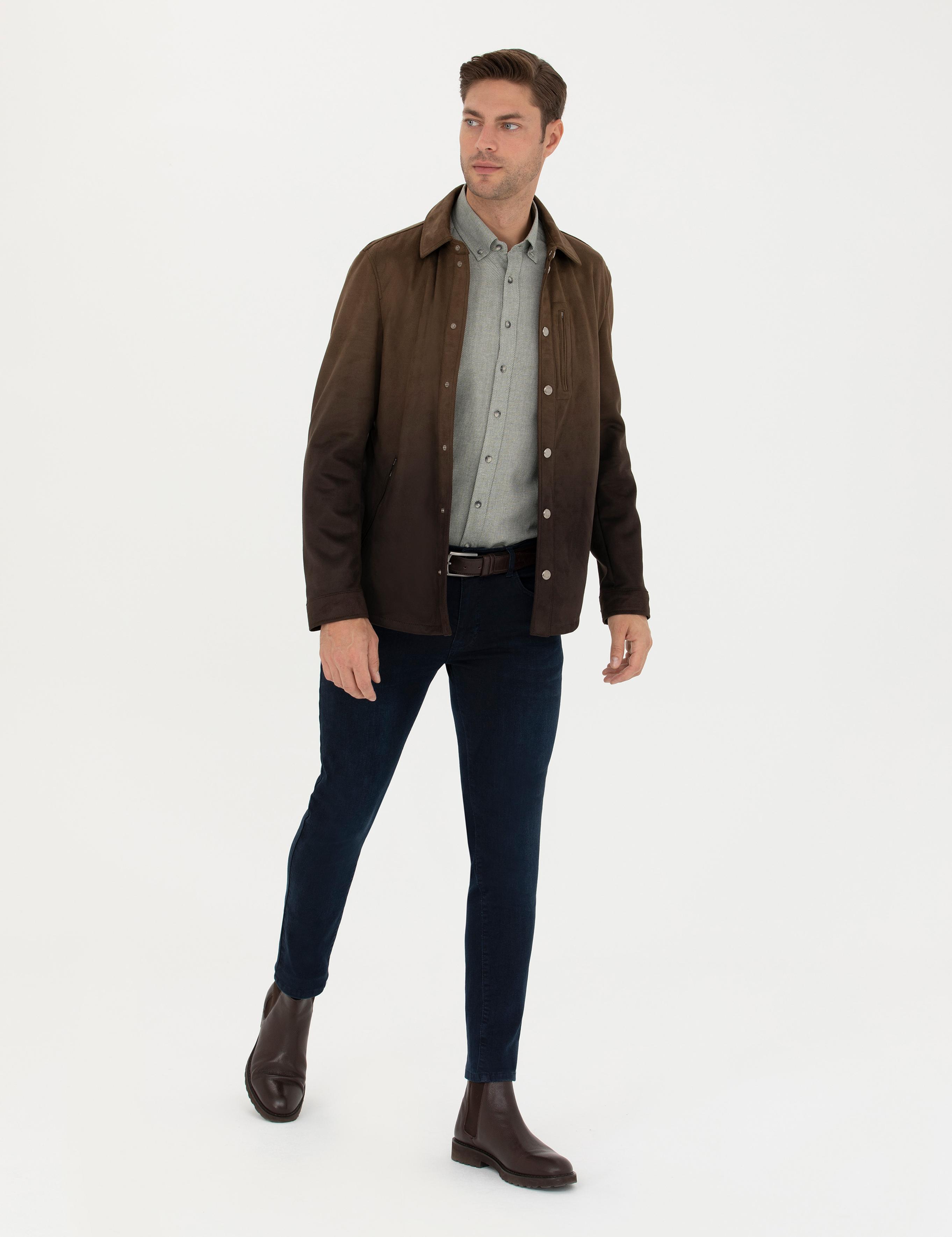 Haki Suni Deri Ceket