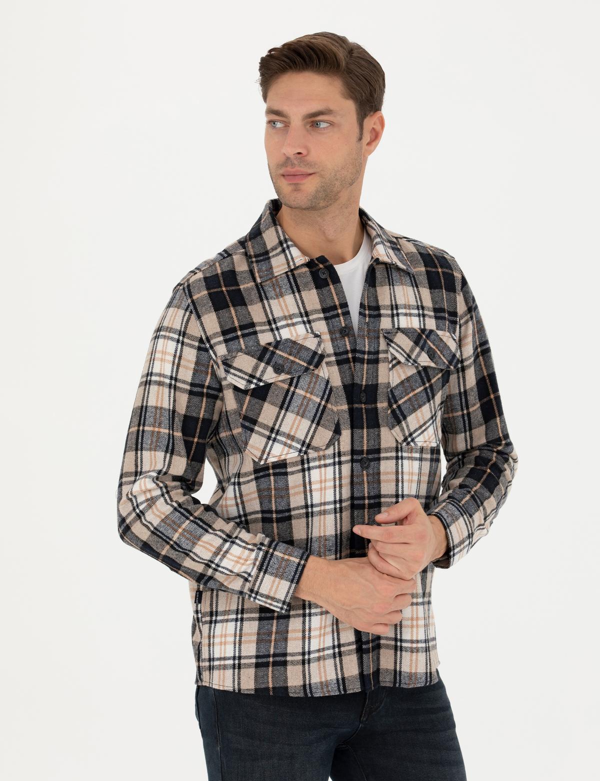 Lacivert Oversize Oduncu Gömlek - 50275763022