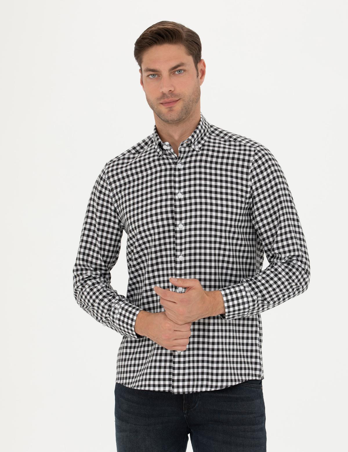 Siyah Regular Fit Uzun Kollu Gömlek - 50277737005